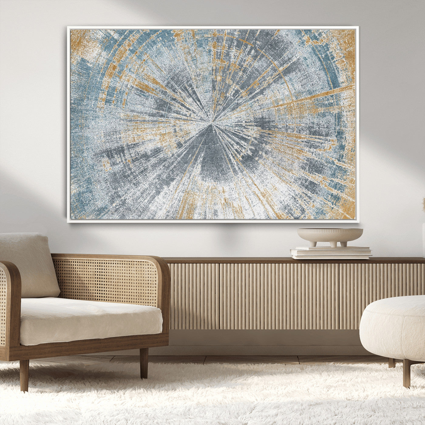 MGV-FC-36X24 - Radiant Abstract Wood Rings Canvas Art – Modern Triptych Wall Decor for Living Room or Farmhouse Decor