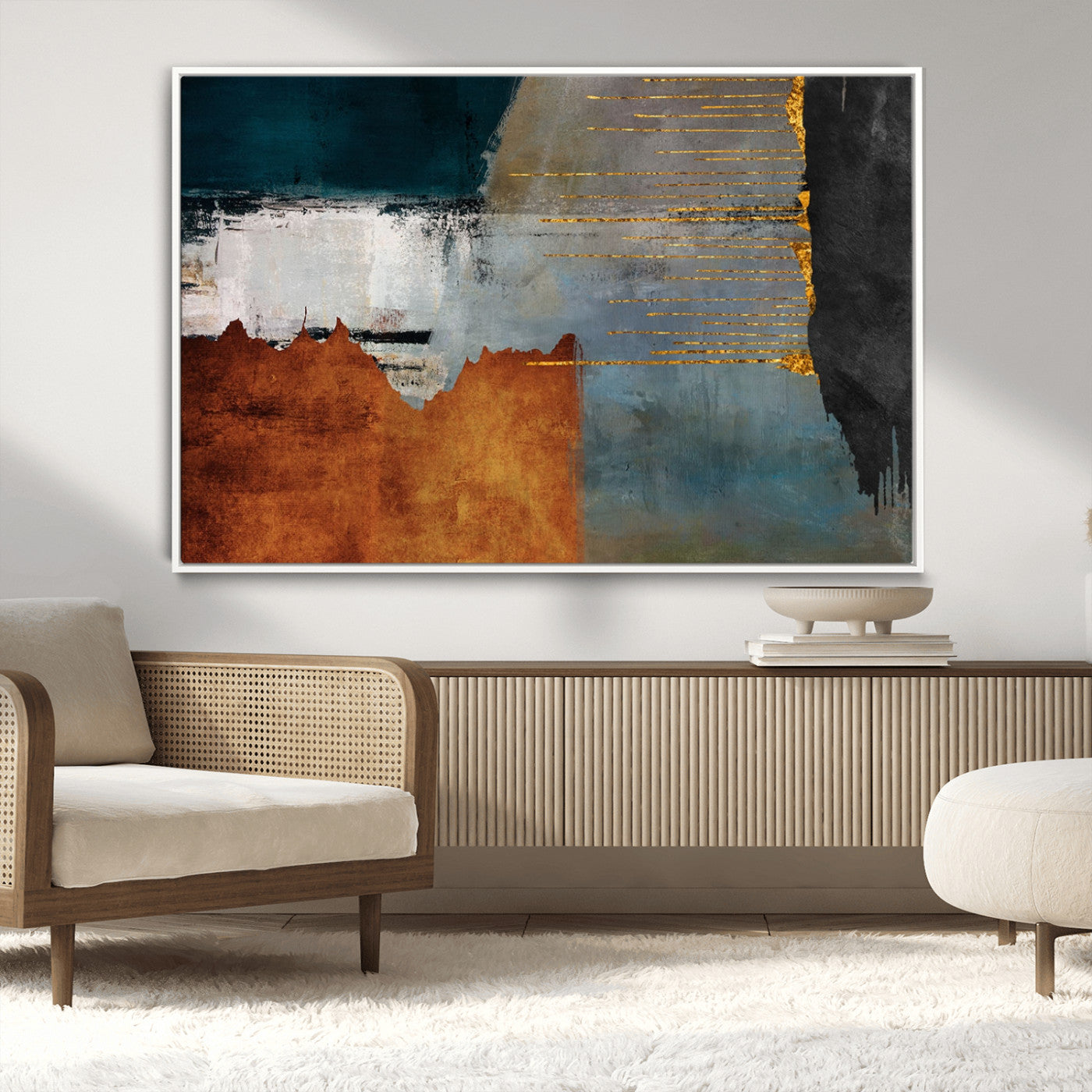 MGV-FC-36X24 - Modern Abstract Canvas Art Canvas Print - Framed and Ready to Hang Artwork for Contemporary Living Room or Office Decor