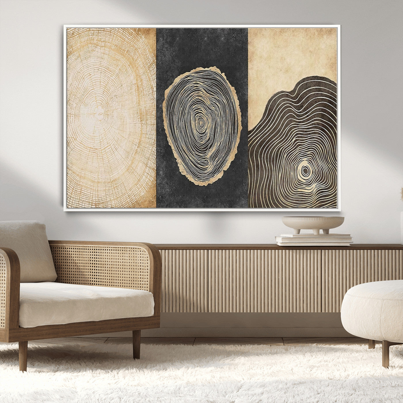 MGV-FC-36X24 - Tree Rings Canvas Wall Art Print – Minimalist Natural History in Modern Decor - Minimalist Boho Wall