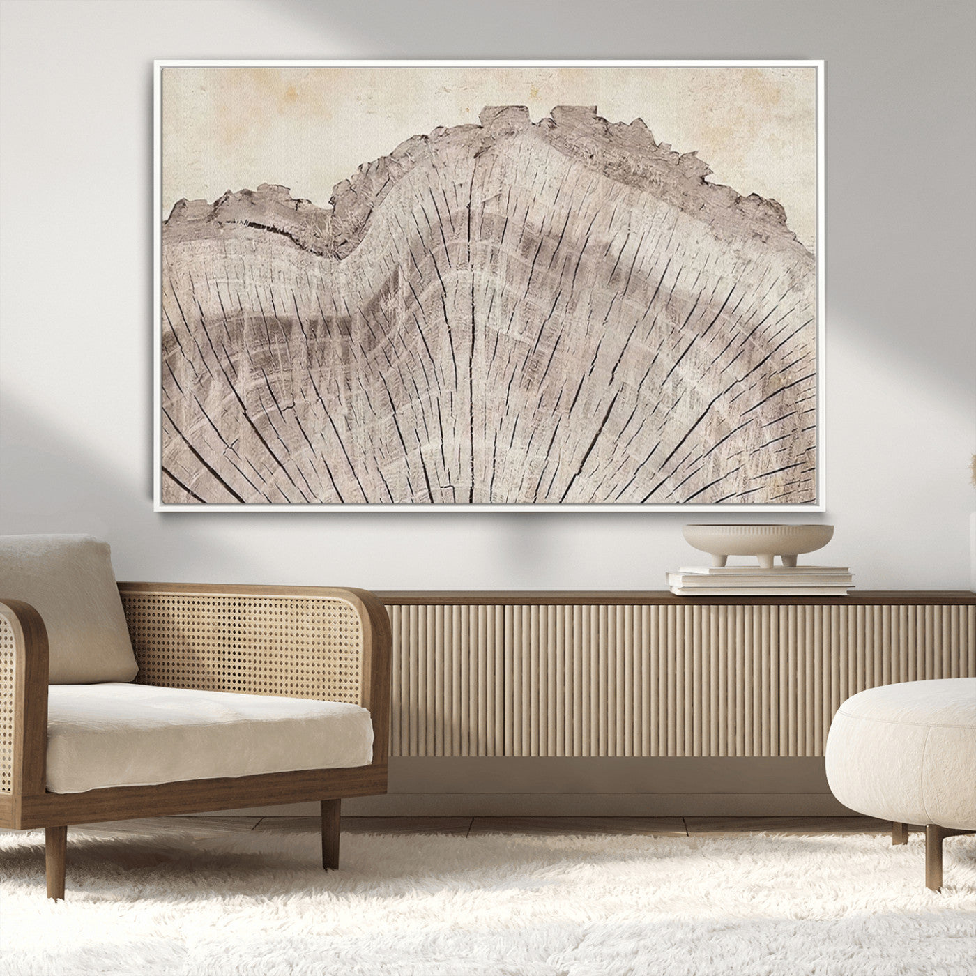 MGV-FC-36X24 - Tree Ring Wall Art Triptych, Rustic Wood Ring Canvas Print, Minimalist Wall Decor for Modern Homes and Farmhouse Decor