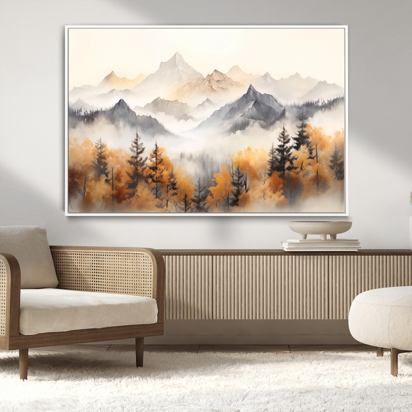 MGV-FC-36X24 - Abstract Mountain Wall Art | Misty Mountain Forest and Mountains Canvas Print for Living Room,