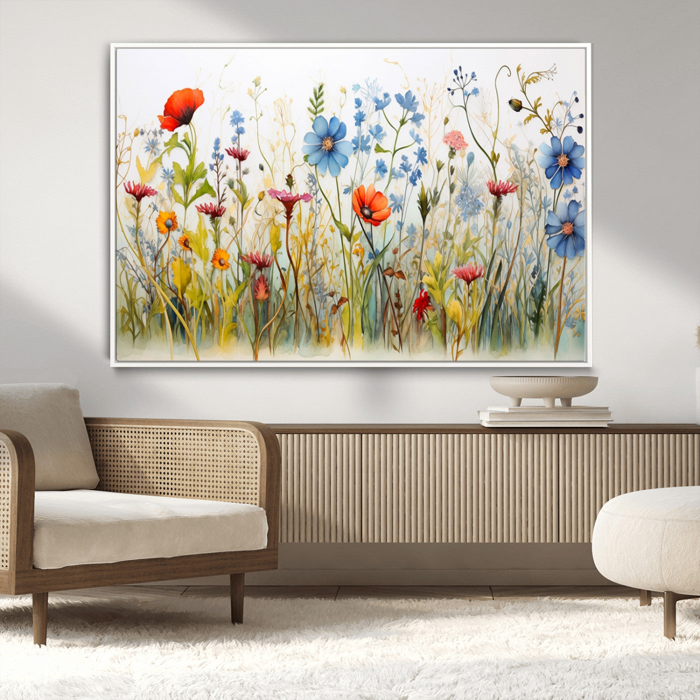 MGV-FC-36X24 - Colorful Wildflower Canvas Wall Art - Vibrant Floral Botanical Print, Bright Nature Decor for Living