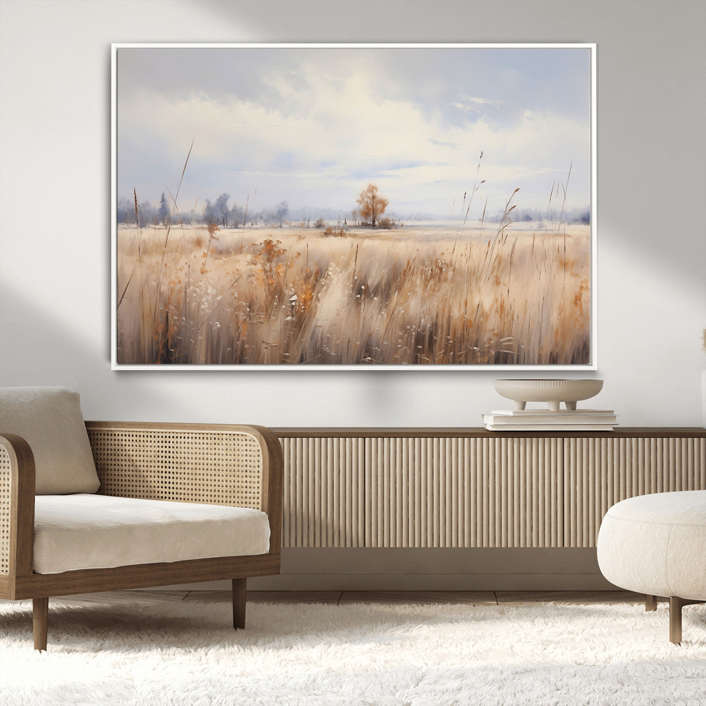 MGV-FC-36X24 - Golden Fields Wall Art Print Canvas – Serene Landscape of Nature’s Tranquility in Minimalist for