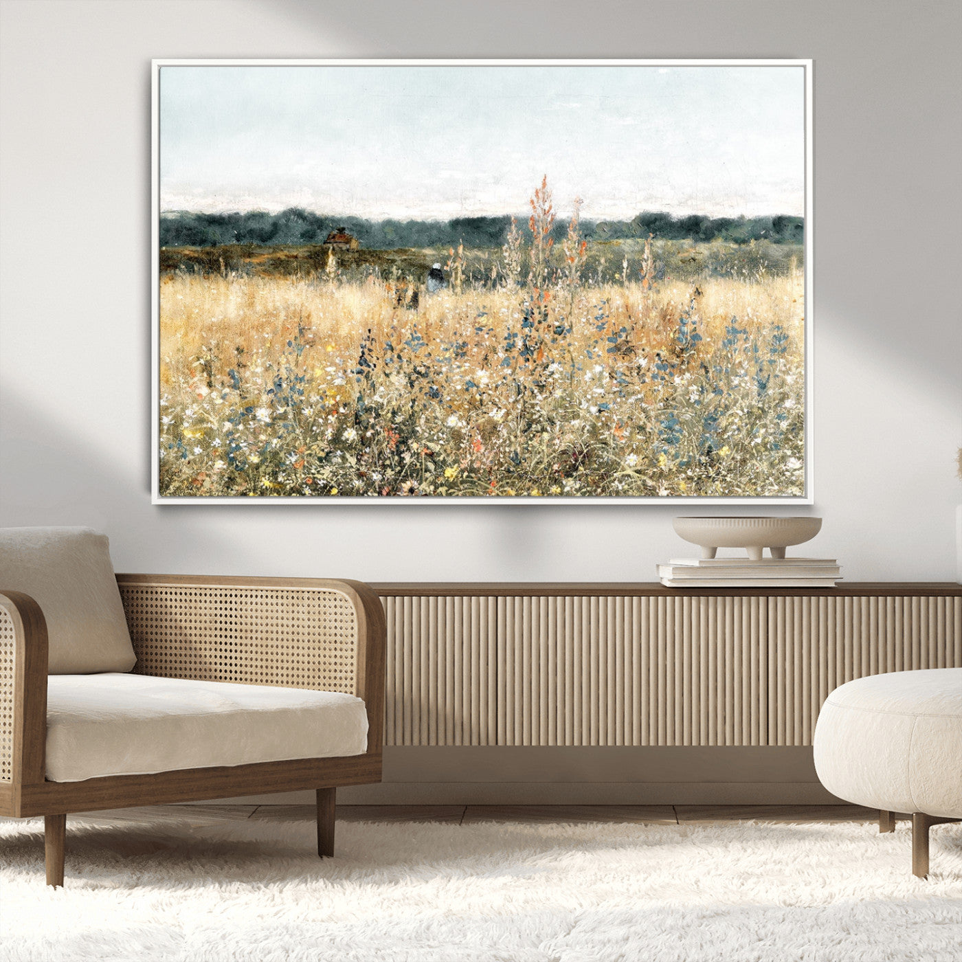 MGV-FC-36X24 - Wildflower Field Wall Art Canvas | Nature-Inspired Landscape Canvas Print for Living Room or Office | Rustic Floral Decor