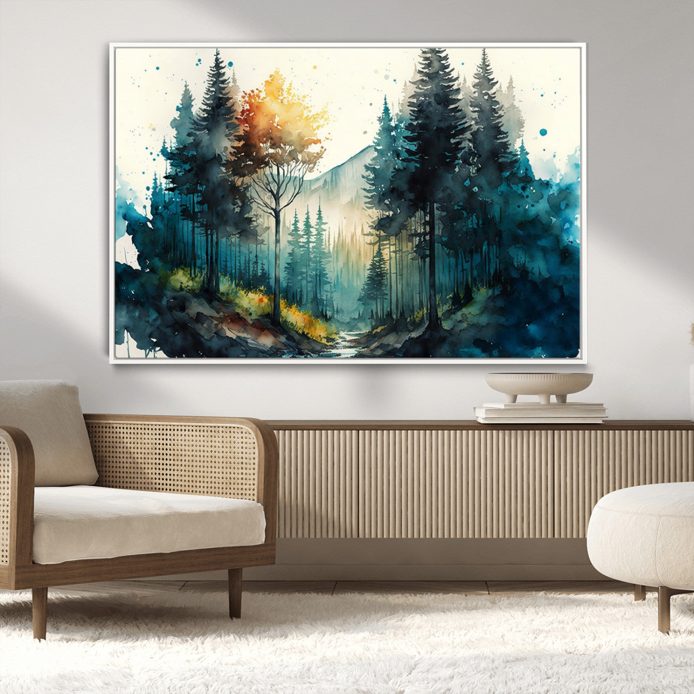 MGV-FC-36X24 - Watercolor Trees Forest Abstract Wall Art Canvas Print