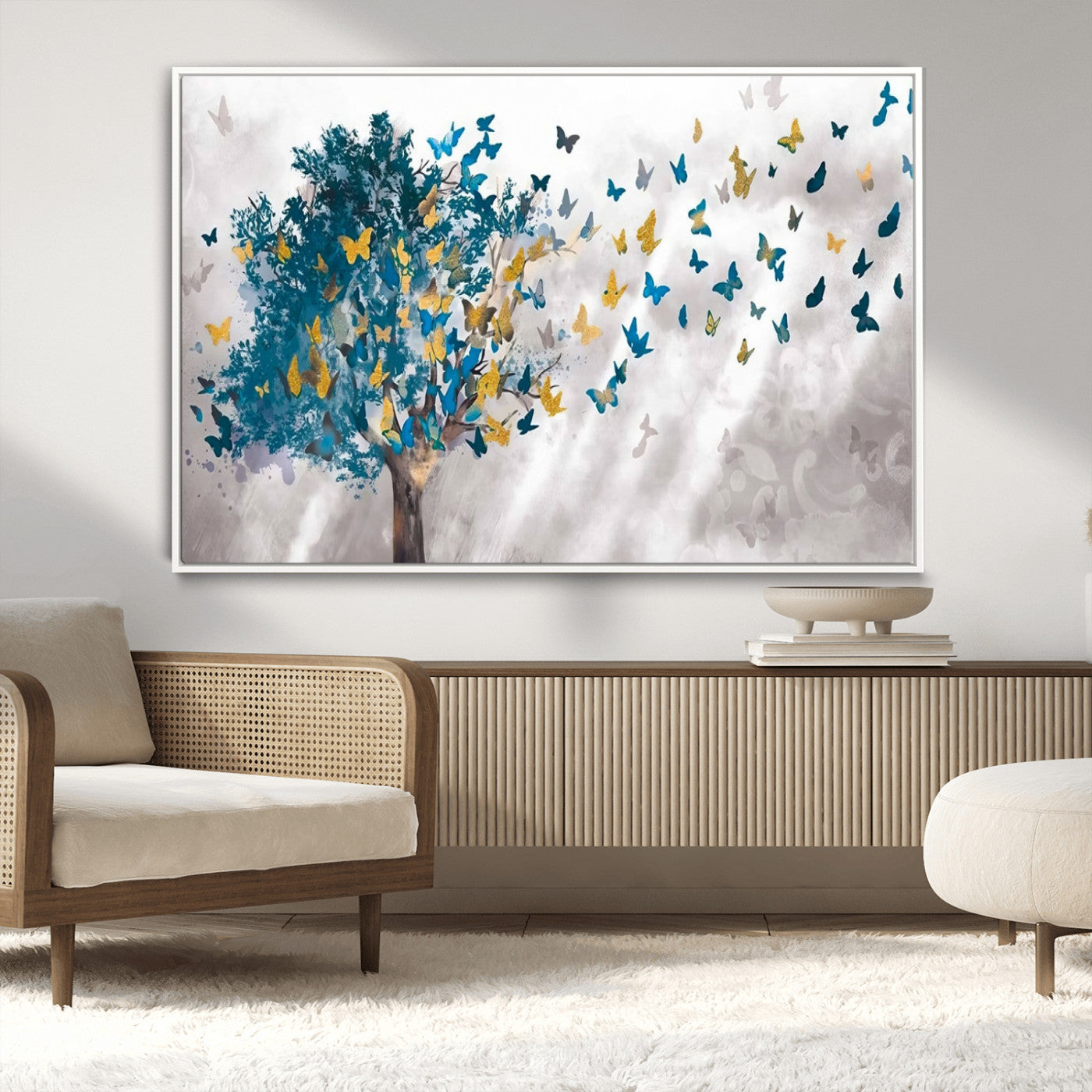 MGV-FC-36X24 - Tree Butterfly Abstract Tree and Butterfly Wall Art Canvas Print