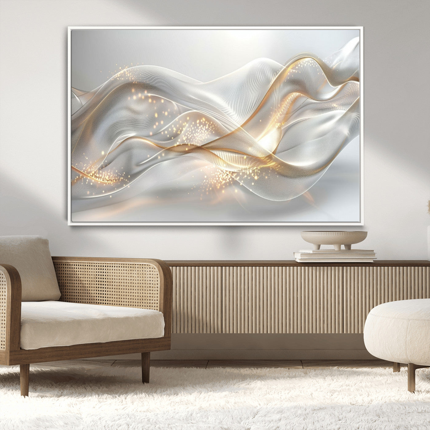 -Abstract art Grey and Gold Lines Wall Art