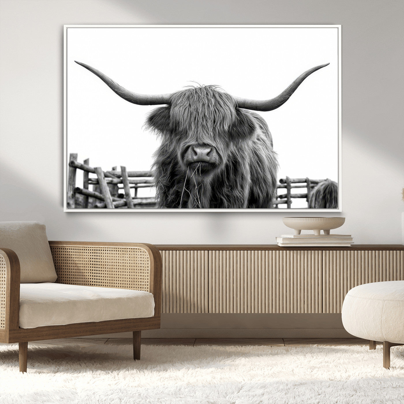 MGV-FC-36X24 - Longhorn Canvas Print, Bighorn Cow Wall Art Canvas Print