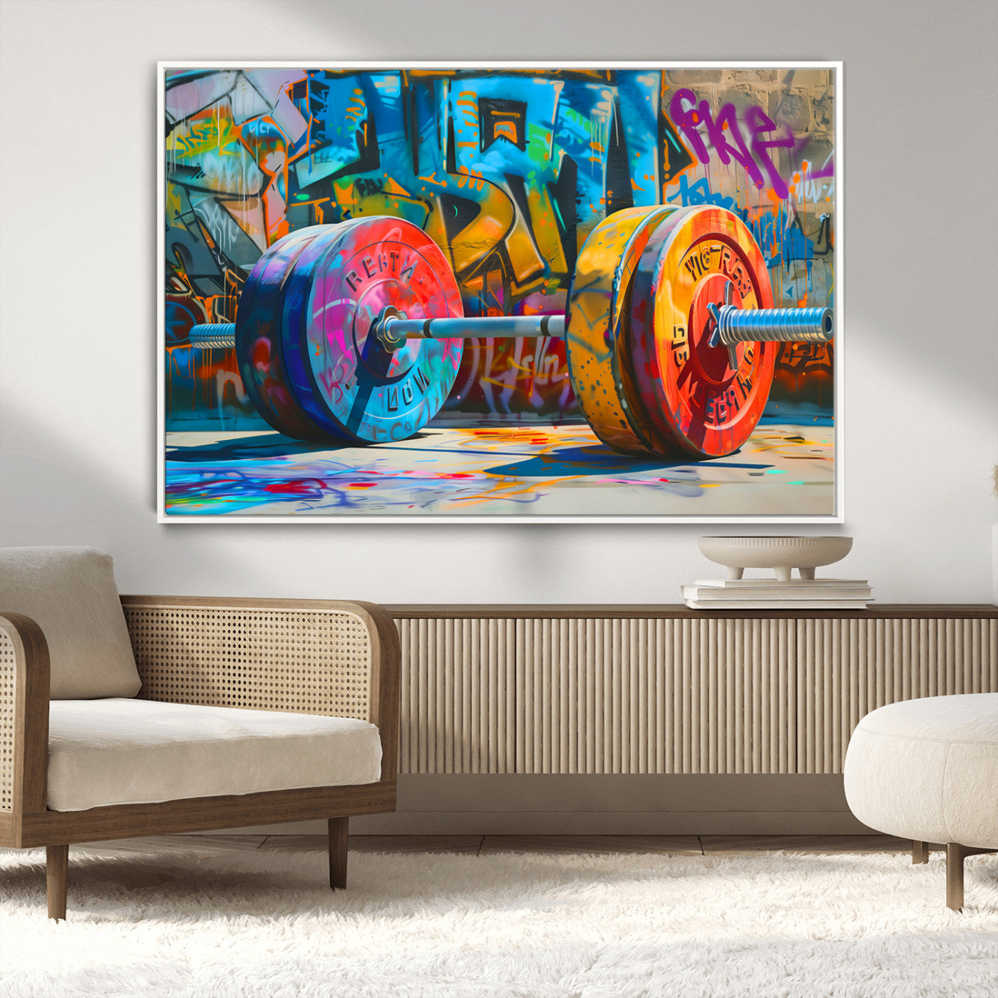 MGV-FC-36X24 - Fitness Gym Barbell Graffiti Wall Art Canvas Print