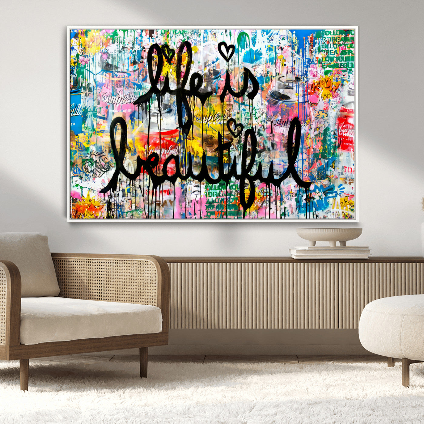 MGV-FC-36X24 - Life Beautiful Wall Art Canvas Print | Graffiti Wall Art Canvas Print