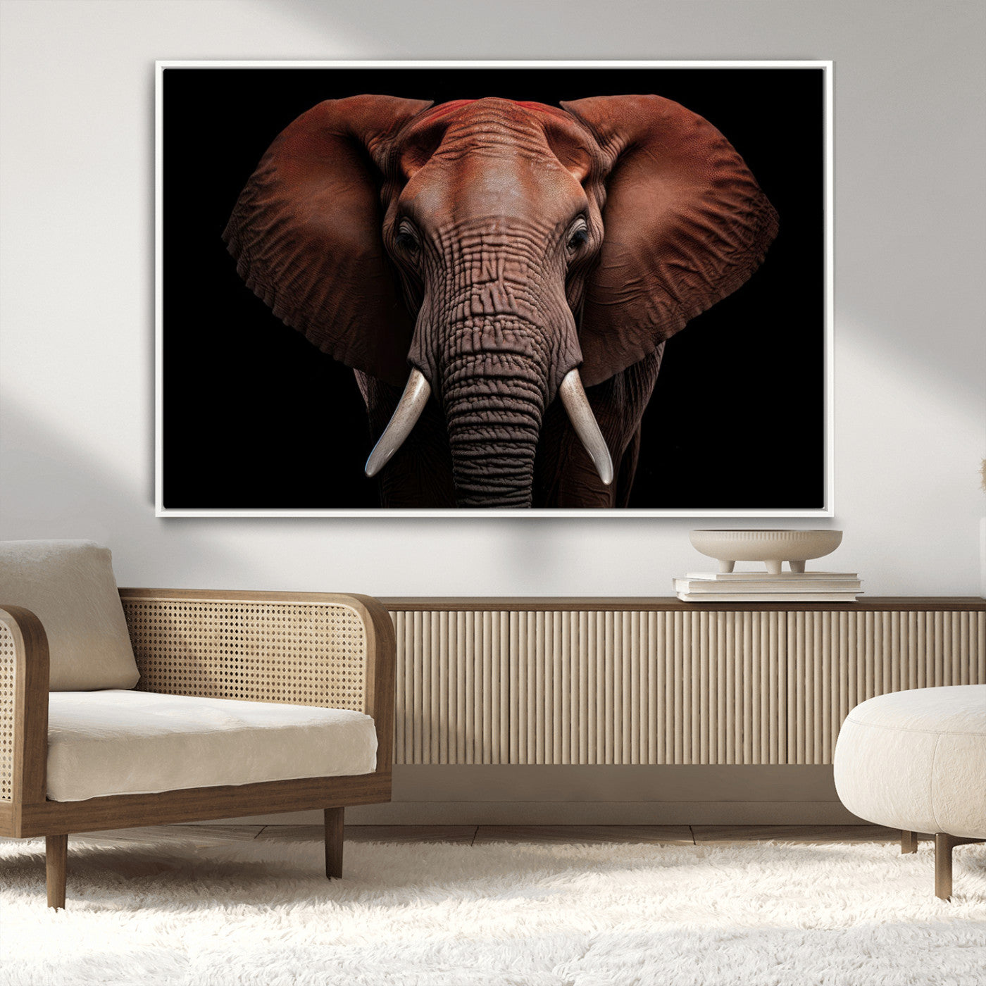 -Wild Elephant Wall Art Canvas Print, Africa Savannah Wild Animal Wall Decor Print