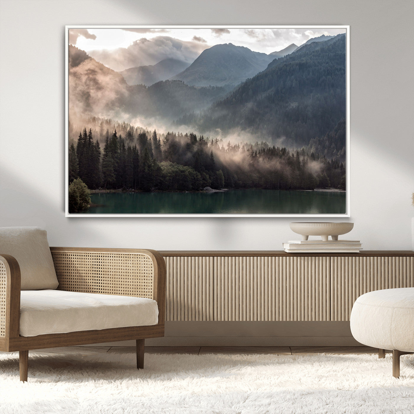 MGV-FC-36X24 - Foggy Mountain Canvas Print Forest Wall Art
