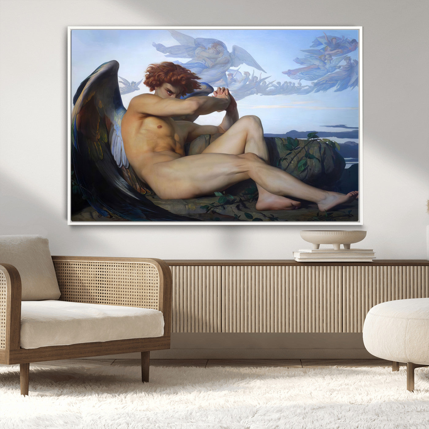 -Fallen Angel Wall Art Canvas Print – Classic Art, Framed, Ready to Hang - Alexandre Cabanel