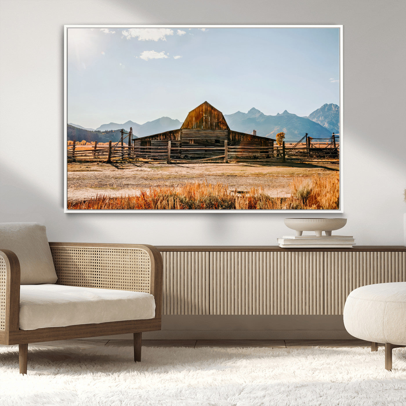 MGV-FC-36X24 - Vintage Old Barn Field Wall Art Canvas Print for Farmhouse Decor - Rustic Barn Wall Art Canvas Print