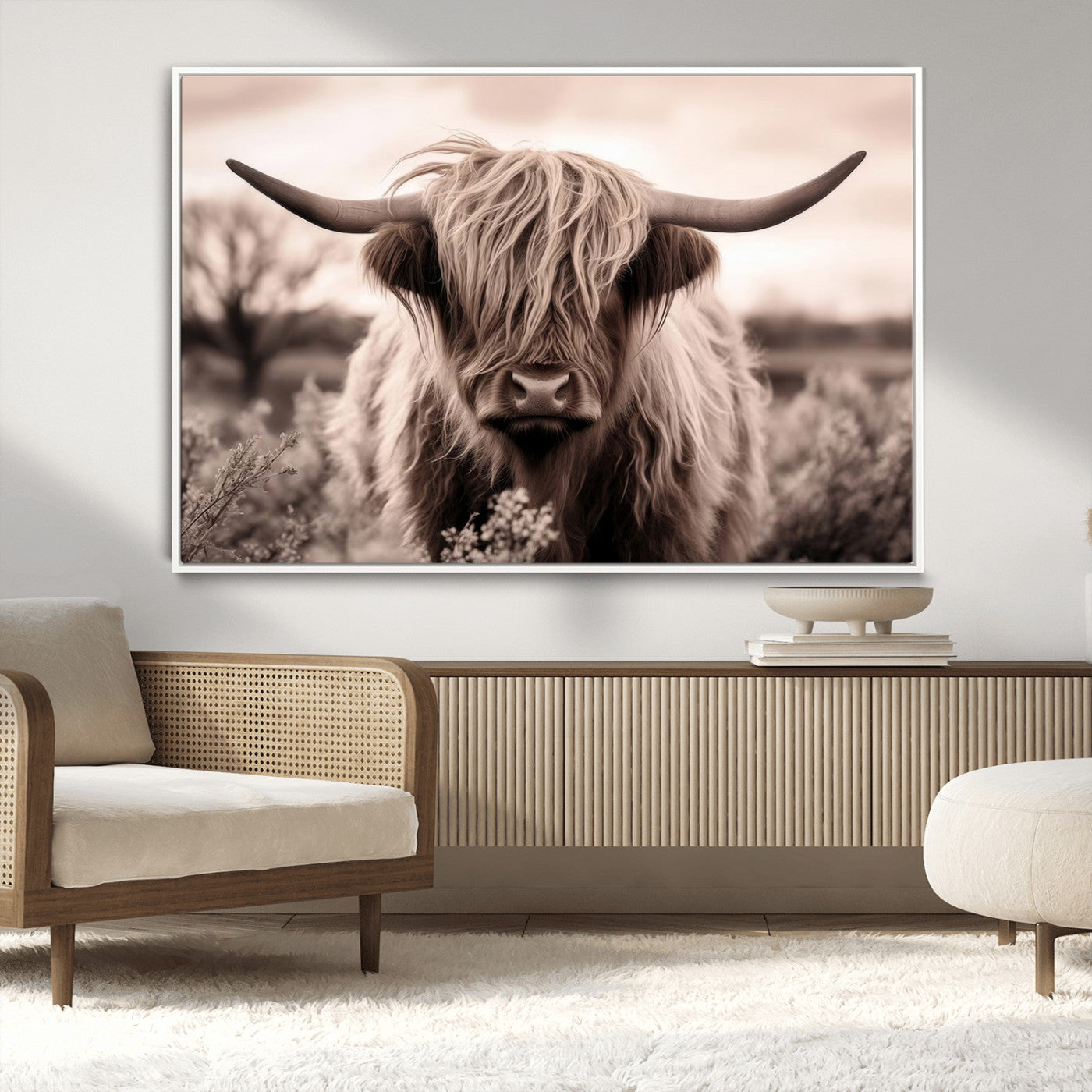 MGV-FC-36X24 - Scottish Cow Longhorn Wall Art Canvas Print