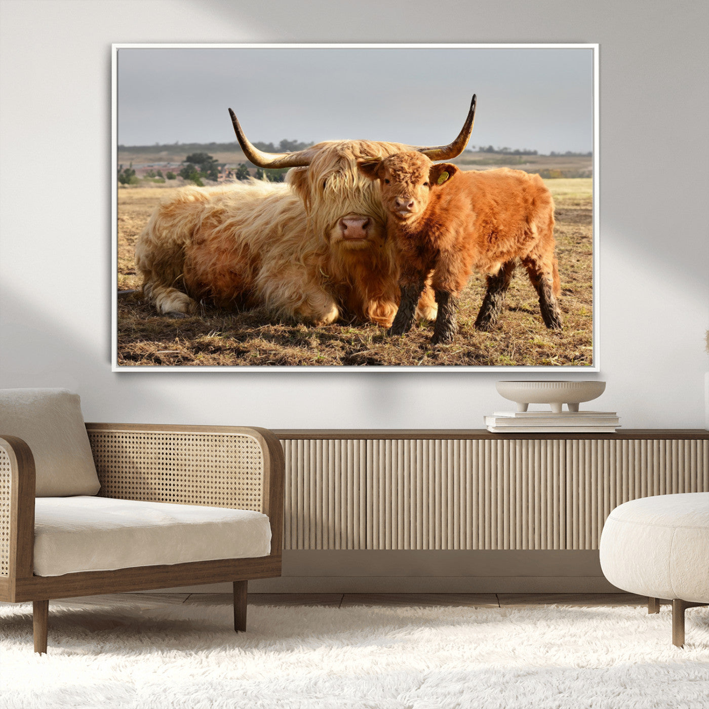 MGV-FC-36X24 - Highland Cow Canvas Wall Art Animal Print for Farm House Decor