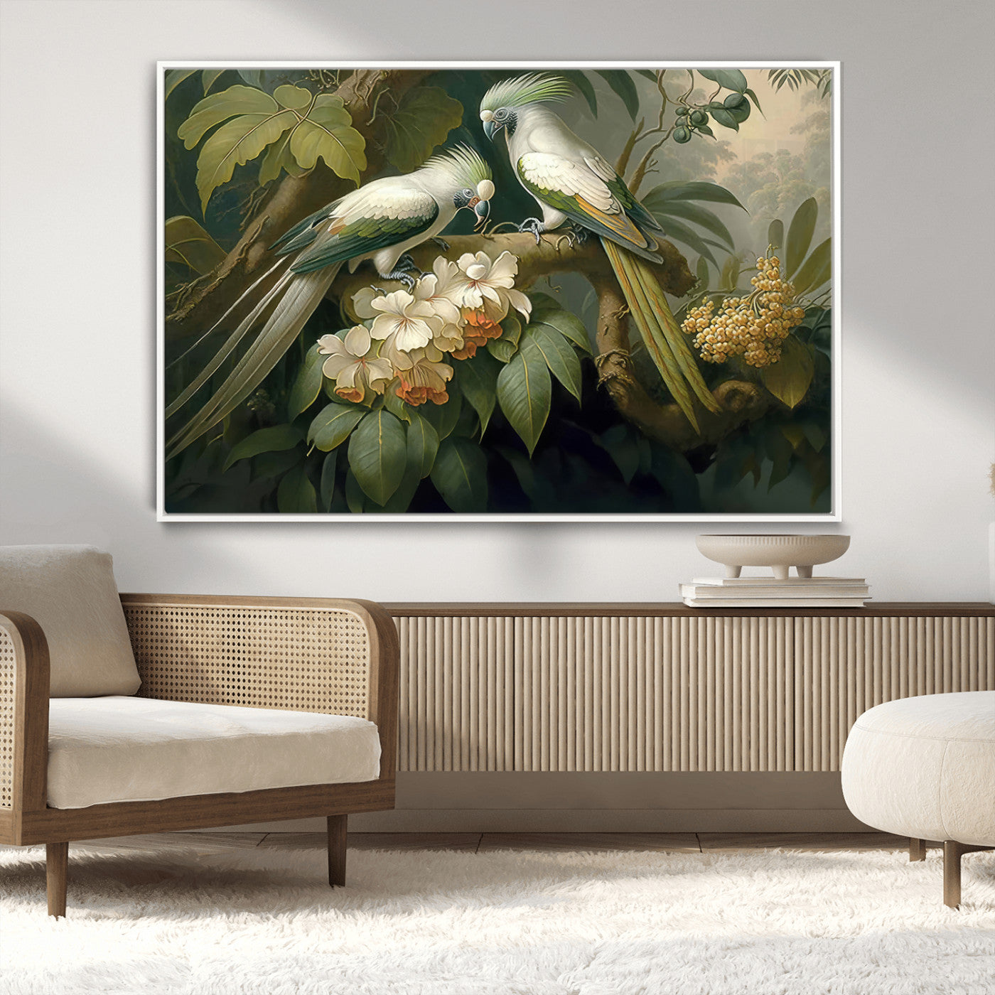 -Tropical Paradise Print Wall Art Stunning Artwork of a Parrot in a Lush Forest with Beautiful