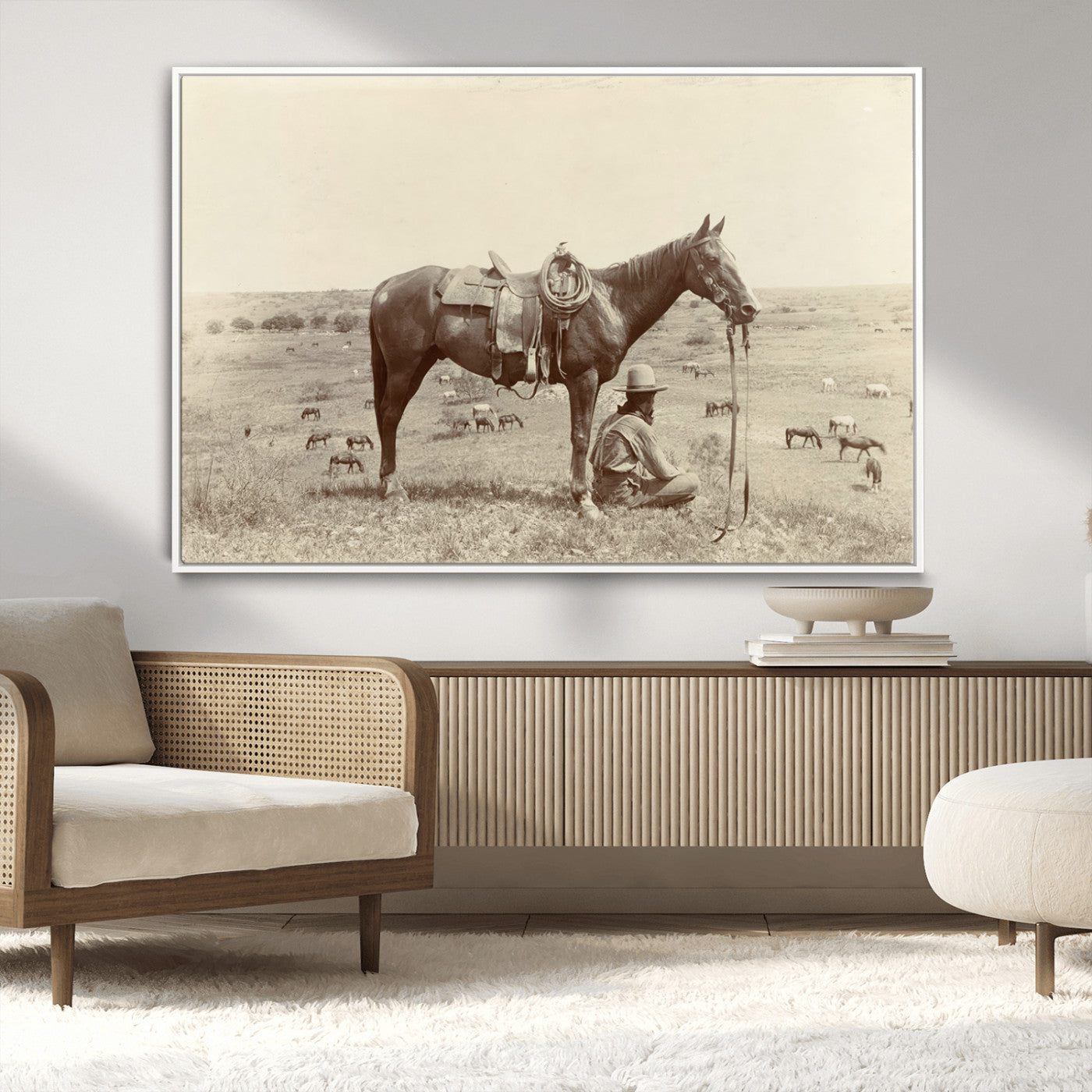 MGV-FC-36X24 - Cowboy Wall Art - Western Horse Canvas Print - Vintage Western Wall Art Canvas Print, Ready to Hang
