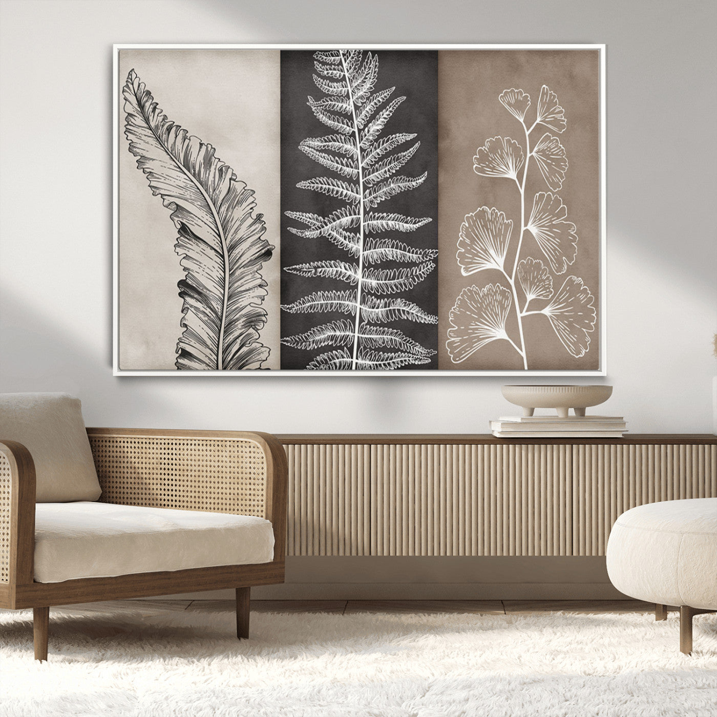 MGV-FC-36X24 - Minimalist Botanical Wall Art Canvas Print, Framed and Ready to Hang - Nature Art Print for Home