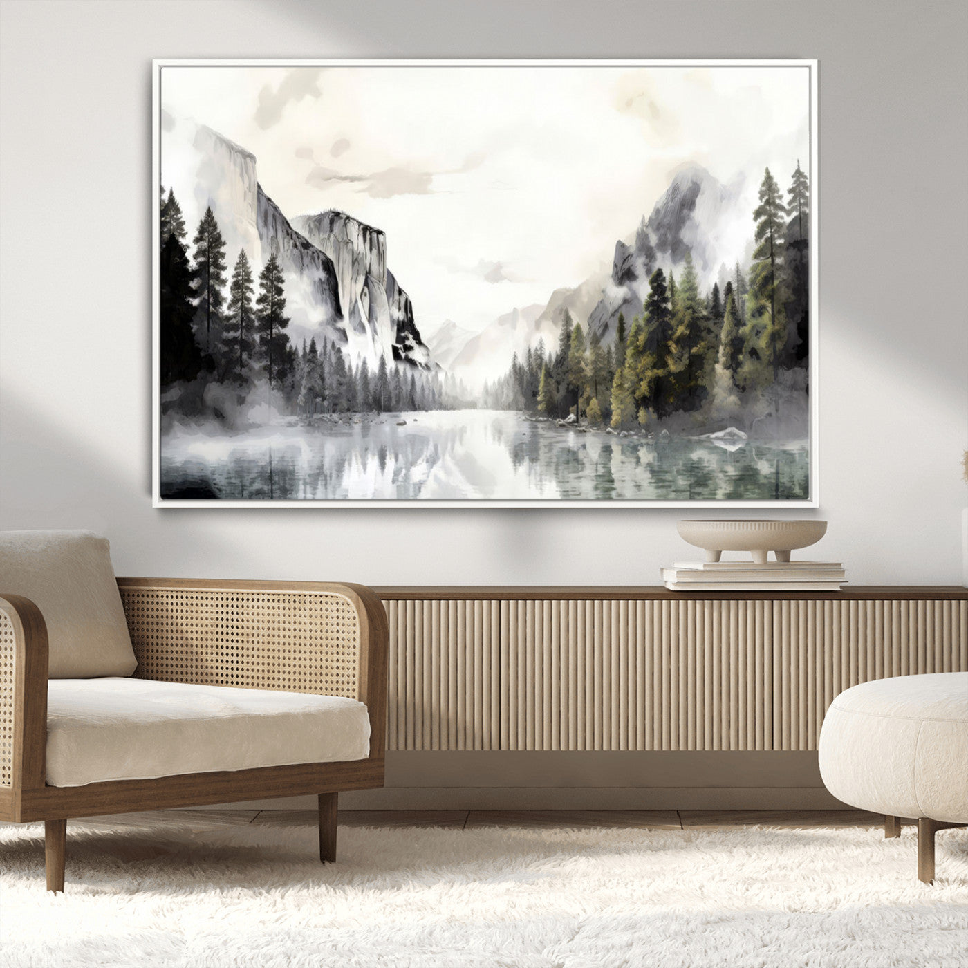 MGV-FC-36X24 - Yosemite Valley Wall Art Canvas Print – Framed and Ready to Hang – Majestic Nature Landscape Décor
