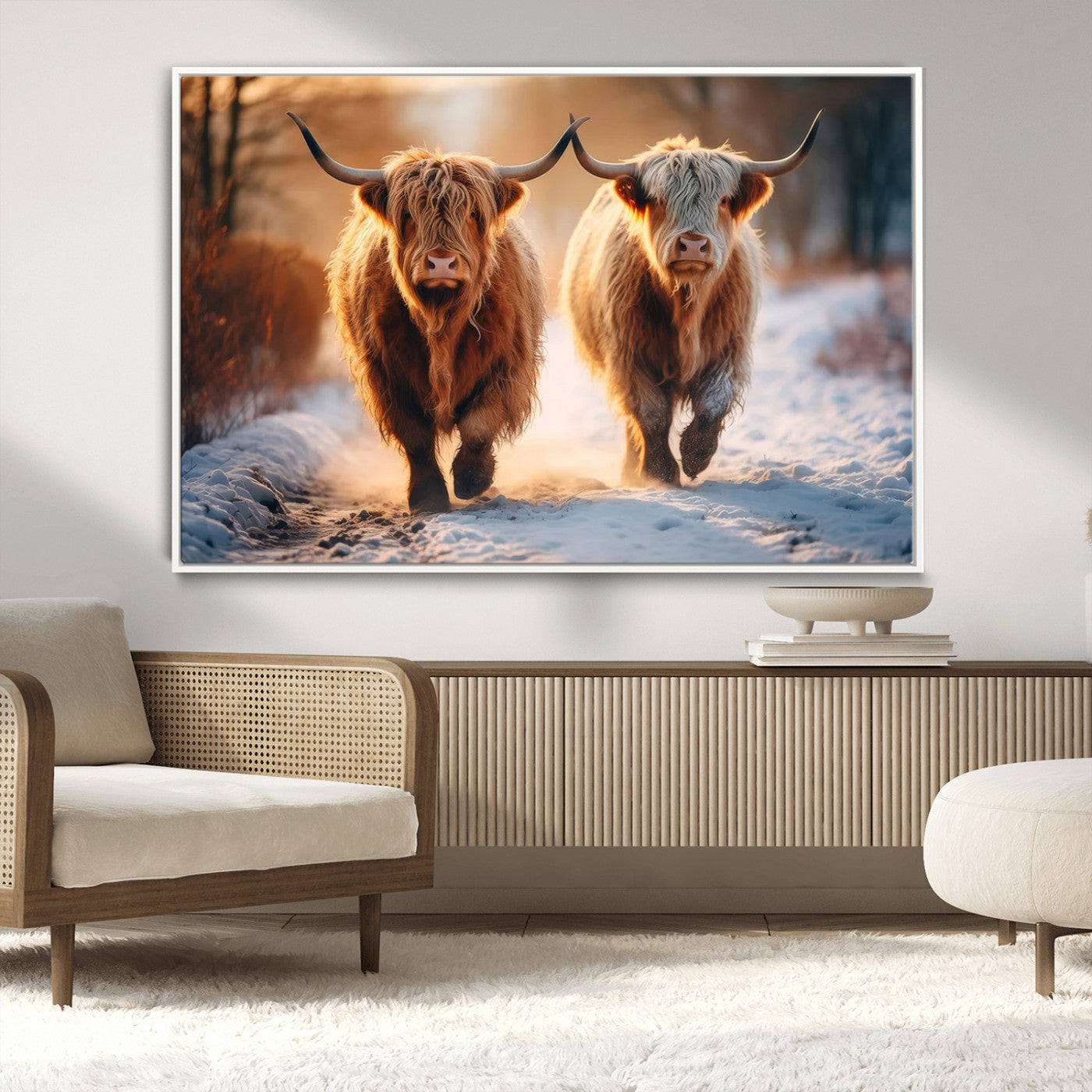 MGV-FC-36X24 - Scottish Highland Cow Horn Farm Wall Art Canvas Print