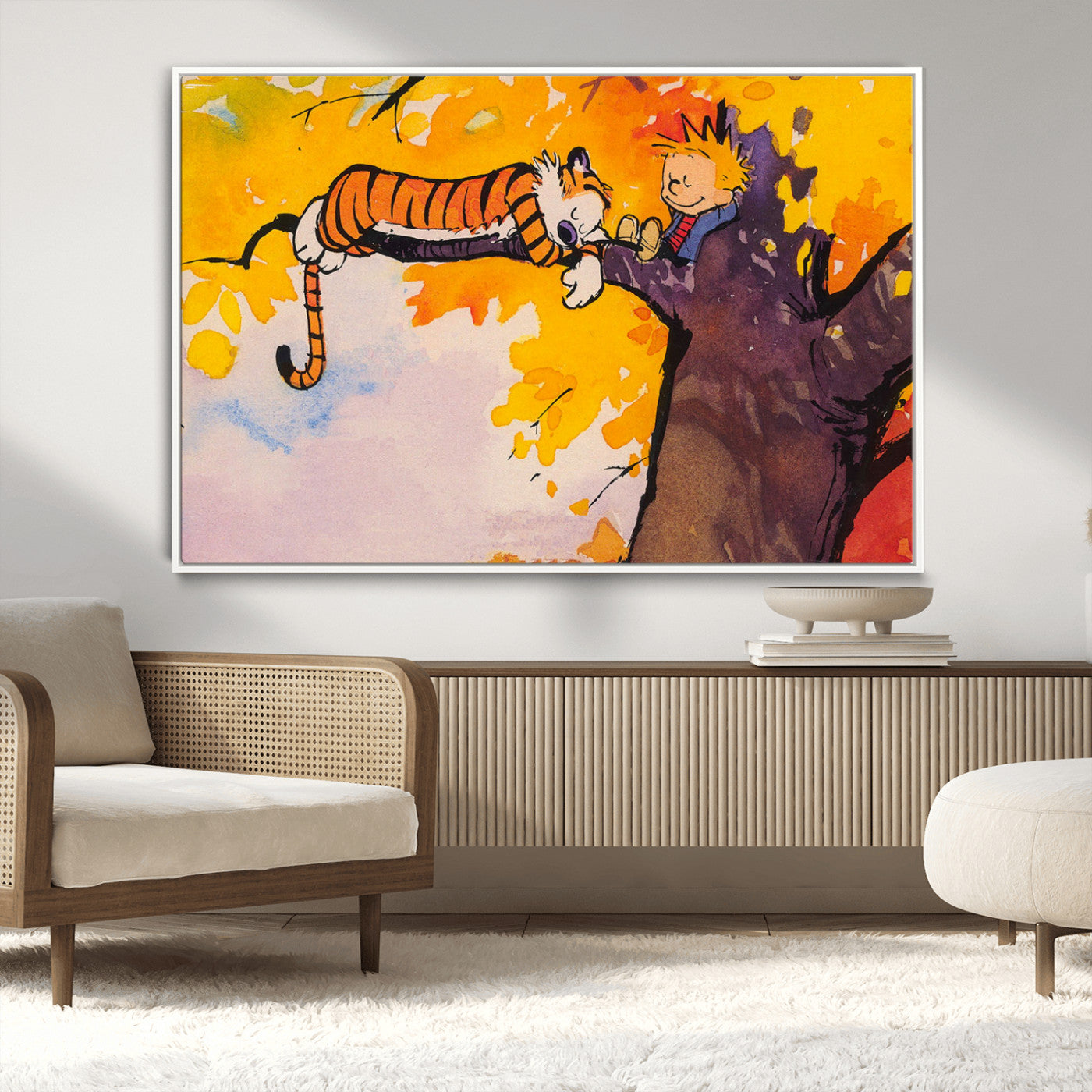 MGV-FC-36X24 - Calvin and Hobbes Tree Scene Canvas Print | 3 Panel Large Wall Art for Living Room or Kid’s Room,