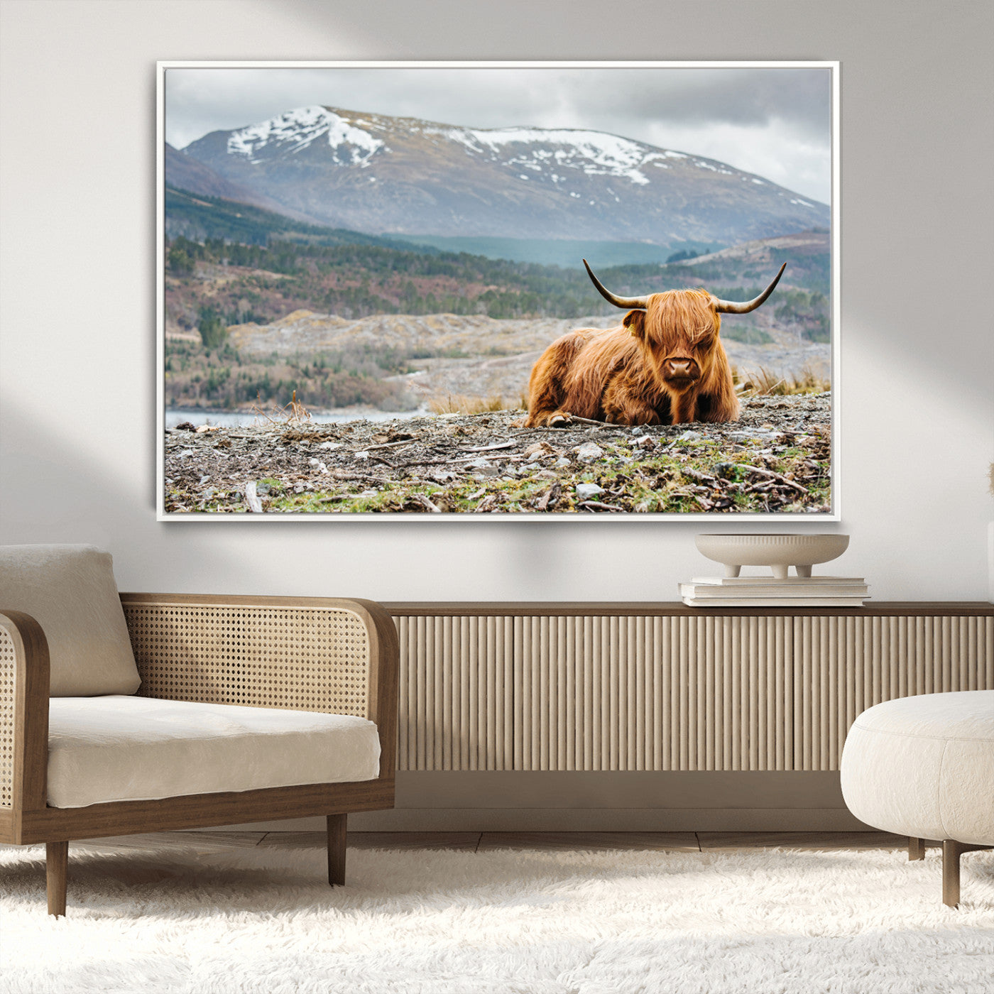 -Highland Cow Horn Farm Wall Art Canvas Print