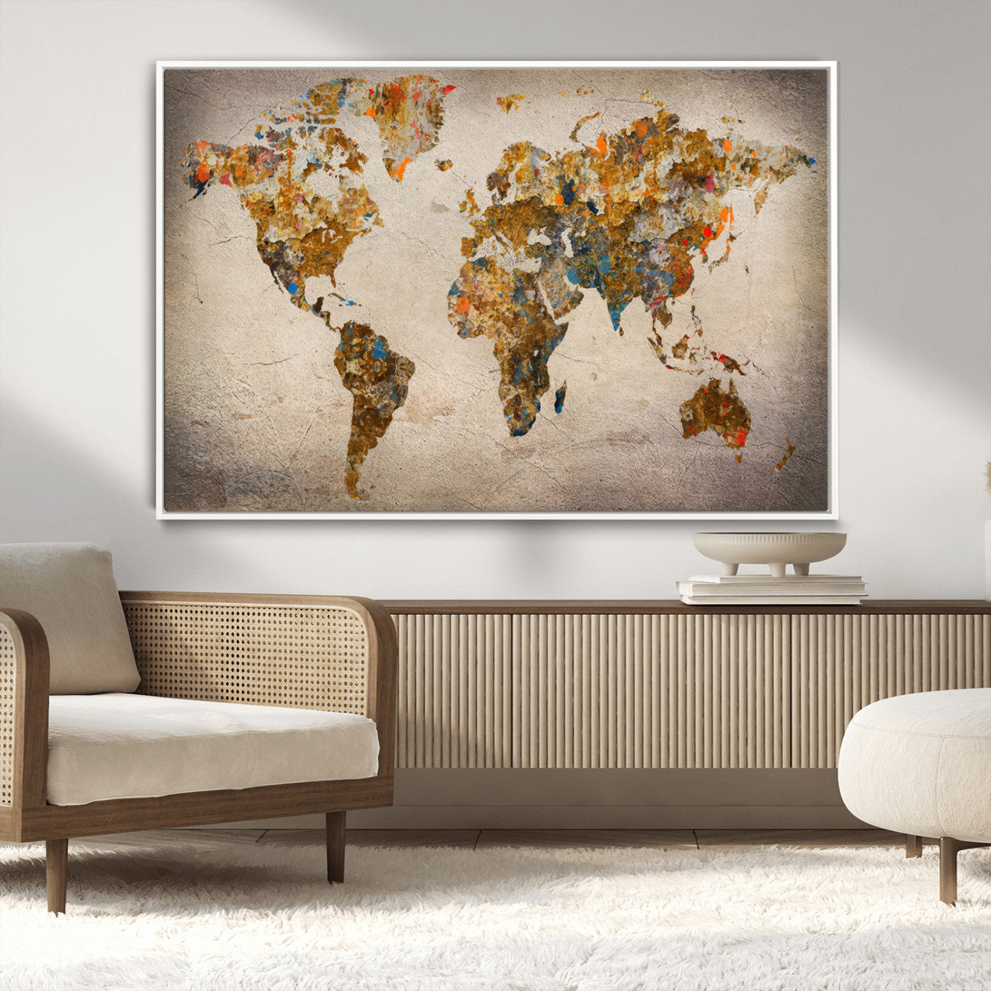 MGV-FC-36X24 - Push Pin World Map Canvas Print – Framed Wall Art for Couples to Track Their Travels – Anniversary