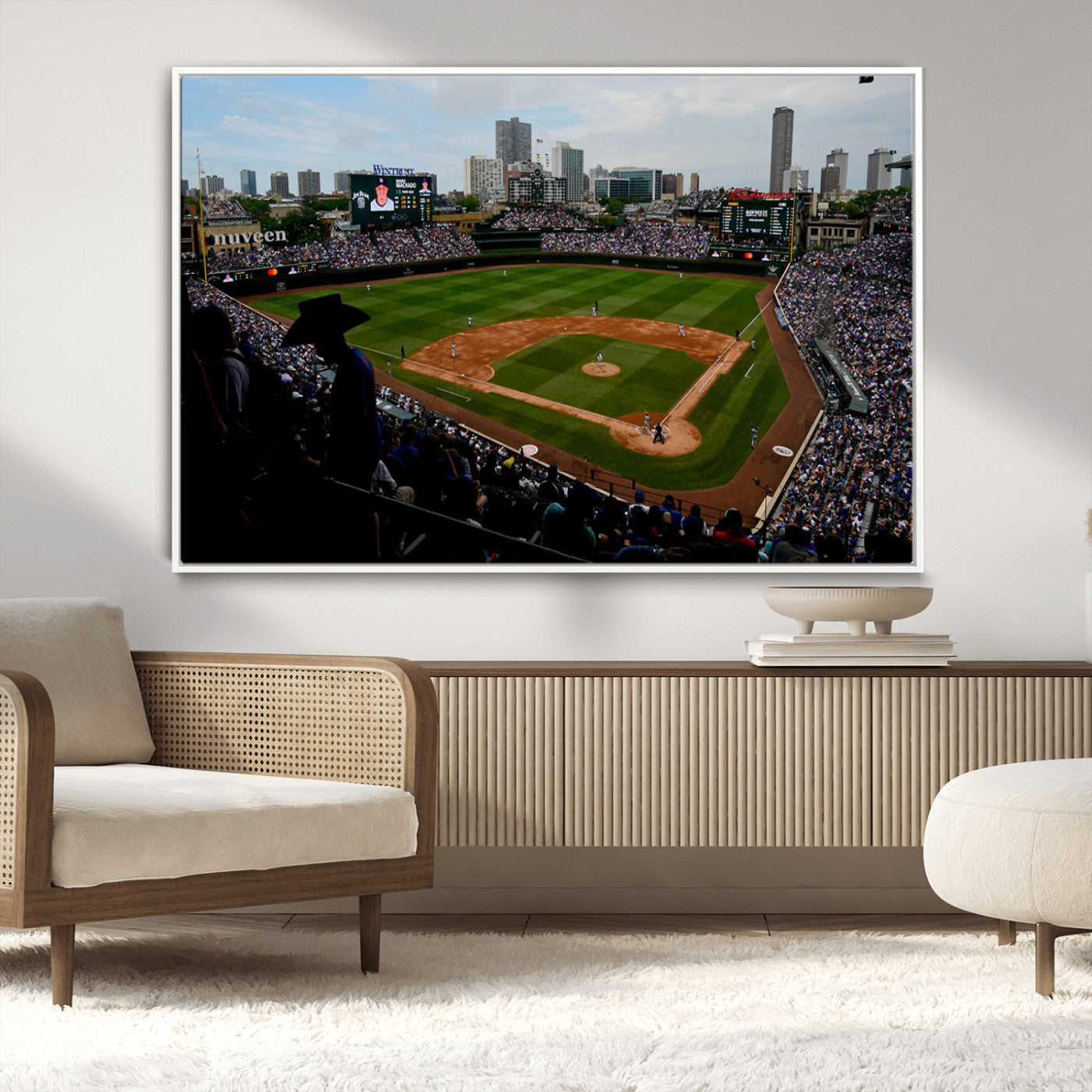 MGV-FC-36X24 - Chicago Cubs Baseball Team Print - Wrigley Field Stadium Wall Art Canvas Print