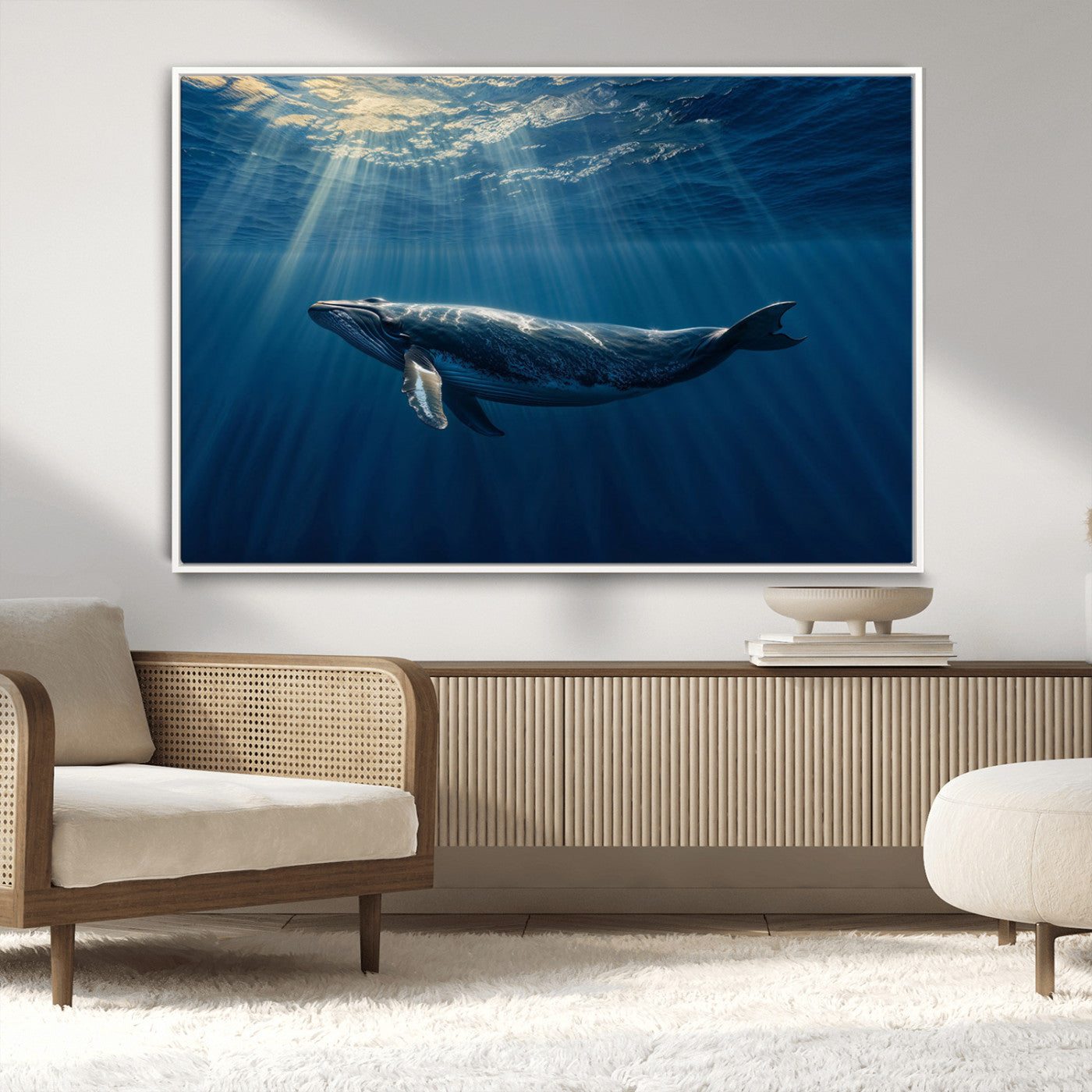 -Whale under Ocean Wall Art Canvas Print