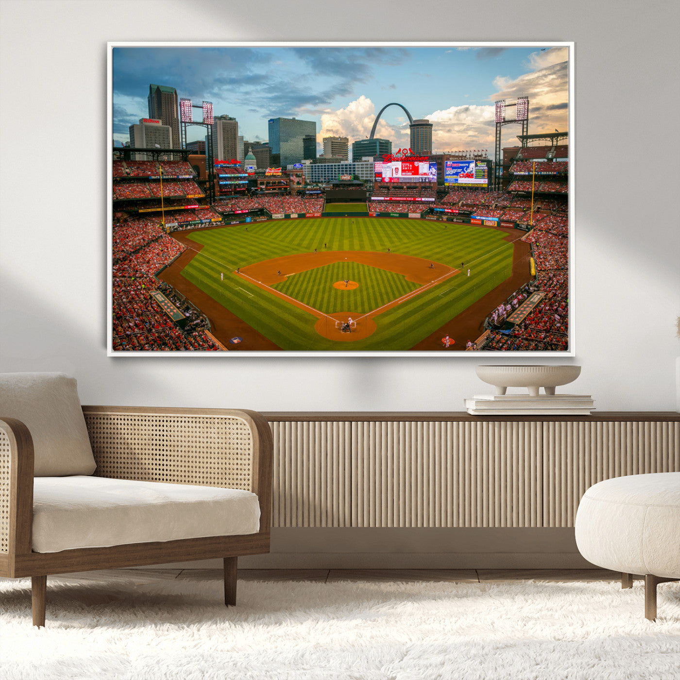 MGV-FC-36X24 - Busch Stadium Wall Art Print | St. Louis Cardinals Baseball Stadium Canvas Print | Framed Sports Decor for Living Room, Man Cave Decor