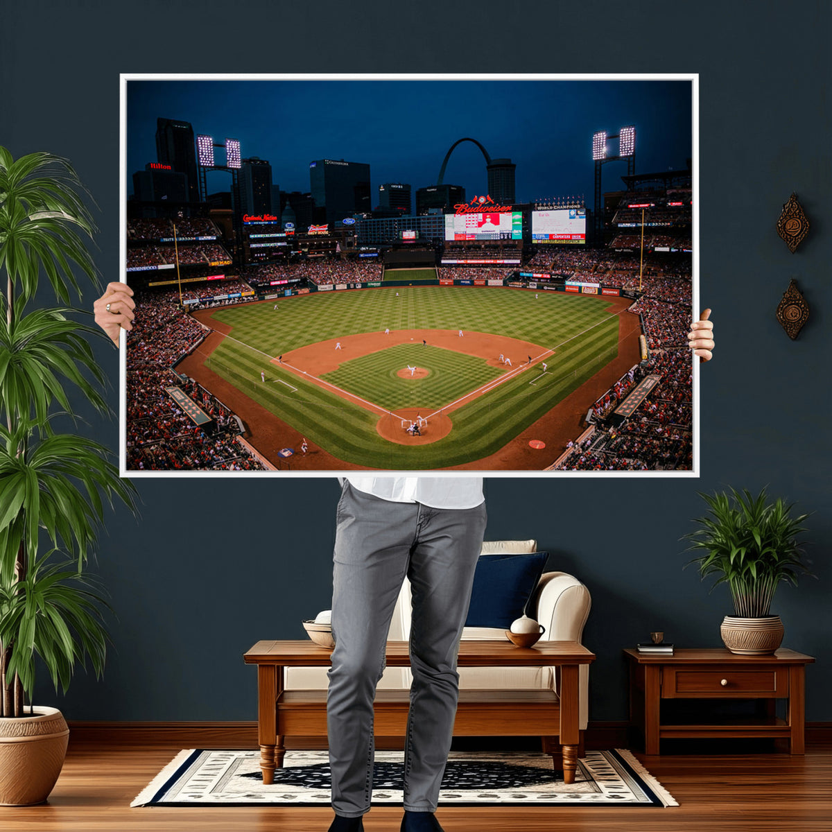 38612-MGV-CV-36X24 - St. Louis Cardinals Baseball Team Print - Busch Stadium Wall Art