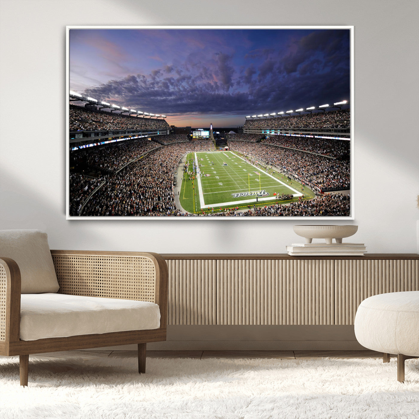 MGV-FC-36X24 - New England Patriots Football Team Print - Foxborough Gillette Stadium Wall Art Canvas Print
