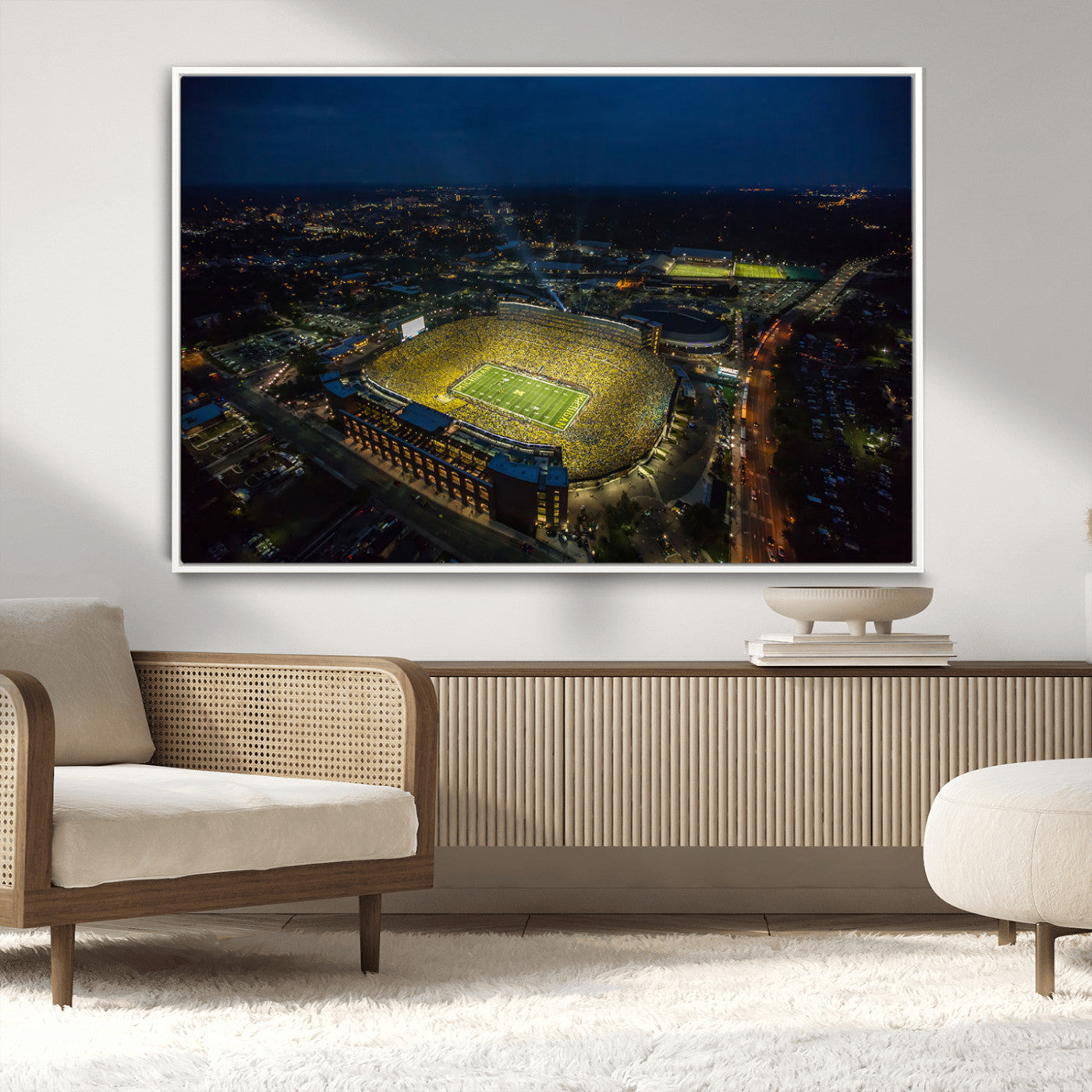 MGV-FC-36X24 - Michigan Wolverines Football Team Print - Michigan Stadium Wall Art Canvas Print
