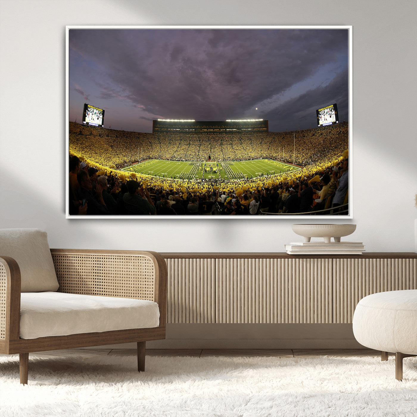 MGV-FC-36X24 - Michigan Wolverines Football Team Print - Michigan Stadium Wall Art Canvas Print