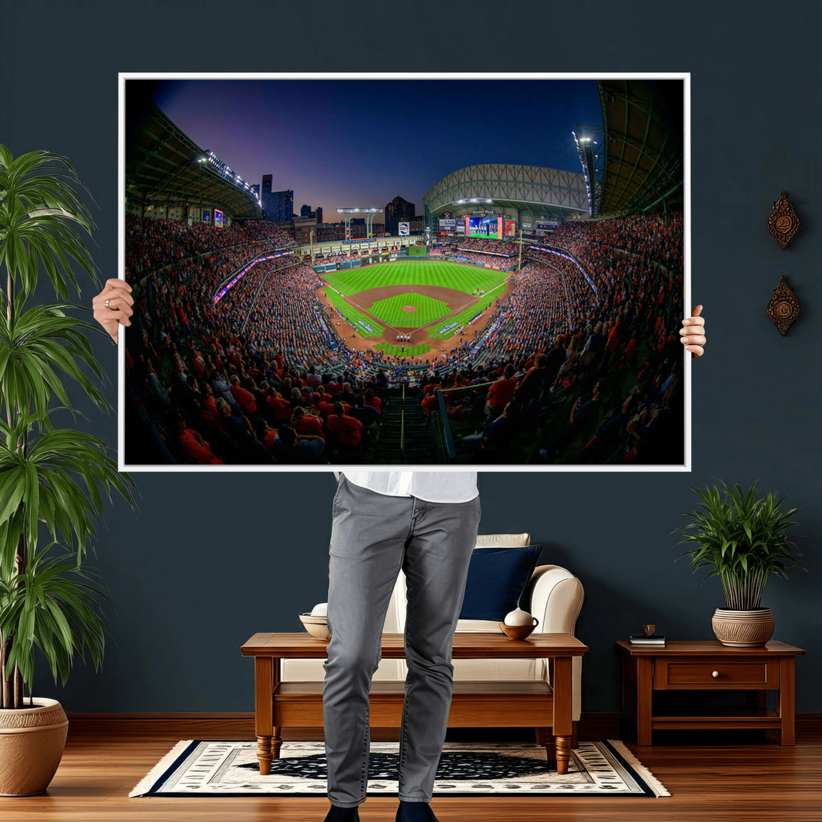 44322-MGV-CV-36X24 - Houston Astros Baseball Print Canvas, Houston Minute Maid Park Stadium Wall Art