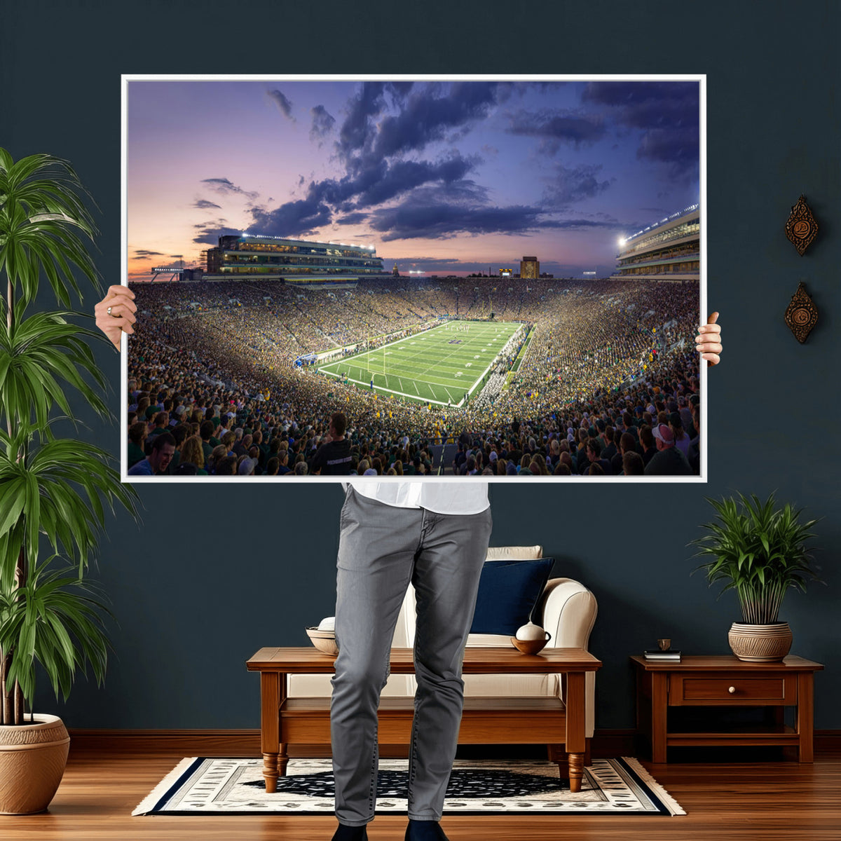 50825-MGV-CV-36X24 - Notre Dame Fighting Irish Football Team Print, Notre Dame Stadium Wall Art Canvas Print
