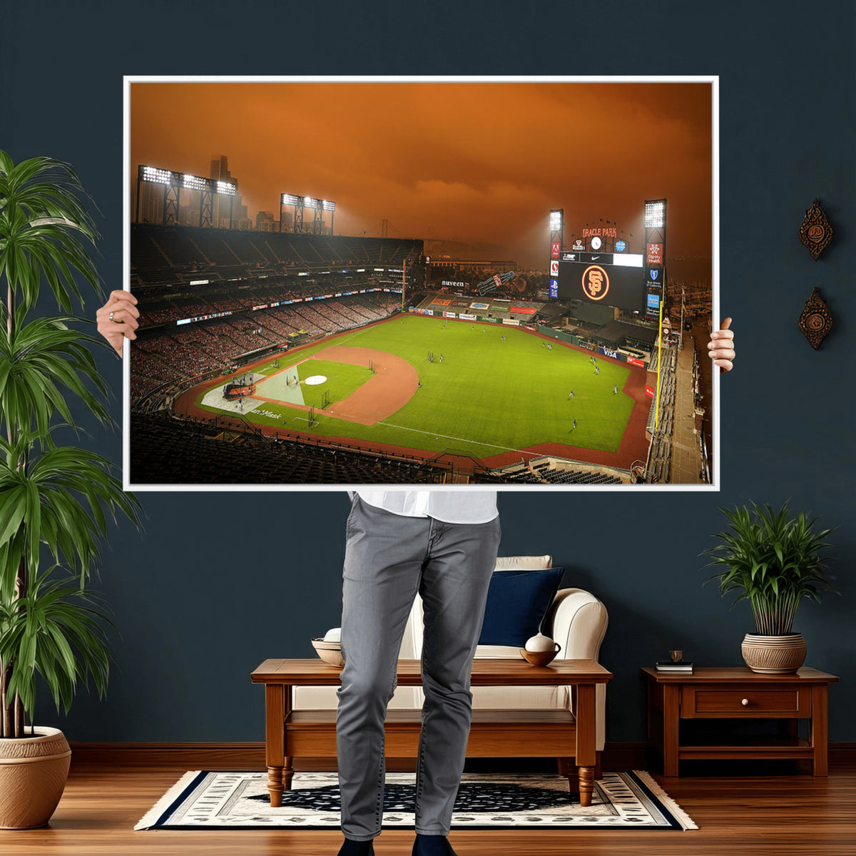 31315-MGV-CV-36X24 - San Francisco Giants Baseball Team Print, Oracle Park Stadium Wall Art Canvas Print