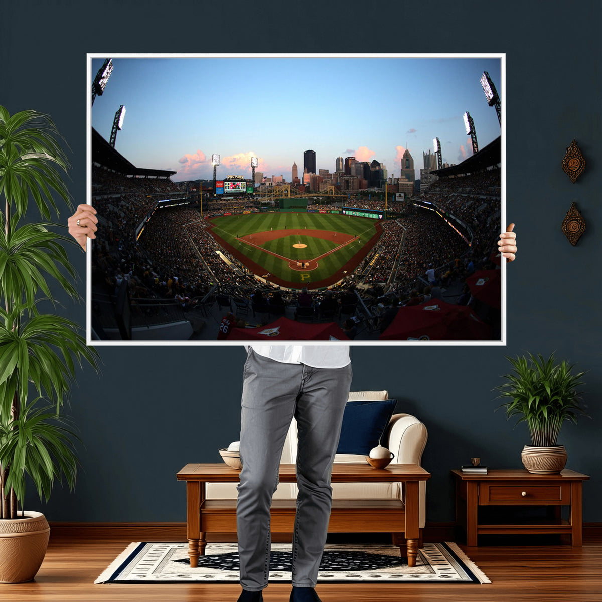 67670-MGV-CV-36X24 - PNC Park Evening Game Triple Canvas Wall Art | Pittsburgh Pirates MLB Stadium