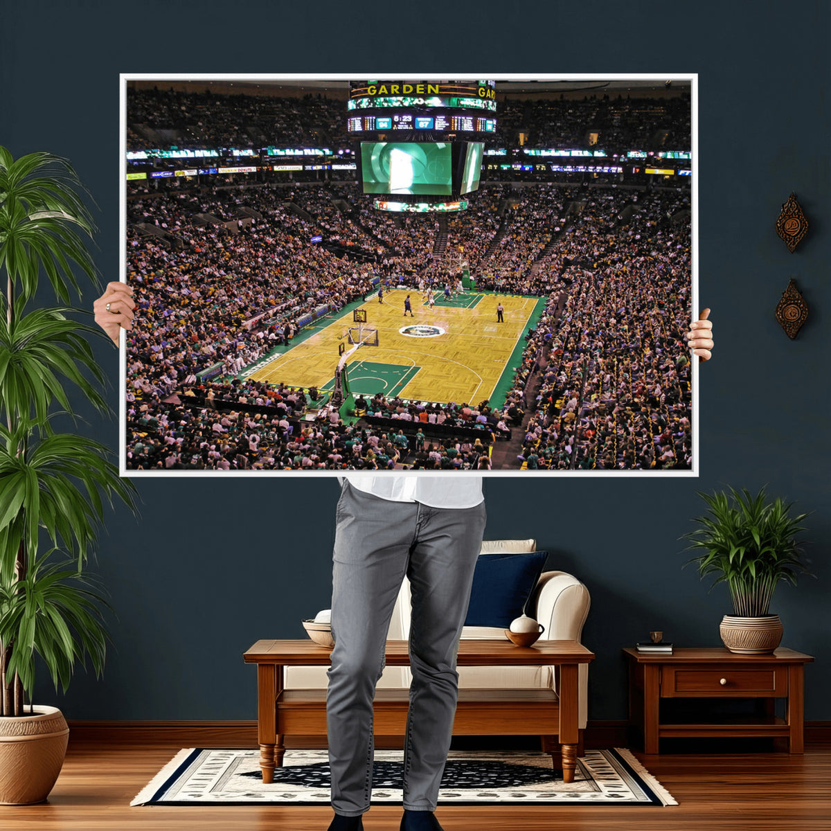 21705-MGV-CV-36X24 - TD Garden Basketball Canvas Wall Art | Boston Celtics Live Action