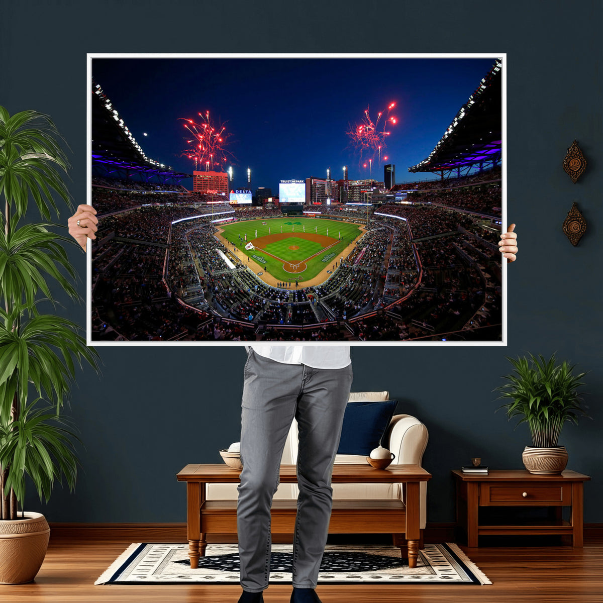 50582-MGV-CV-36X24 - Truist Park Atlanta Braves Baseball Stadium Wall Art Print | Large 3-Panel Canvas Print for Sports