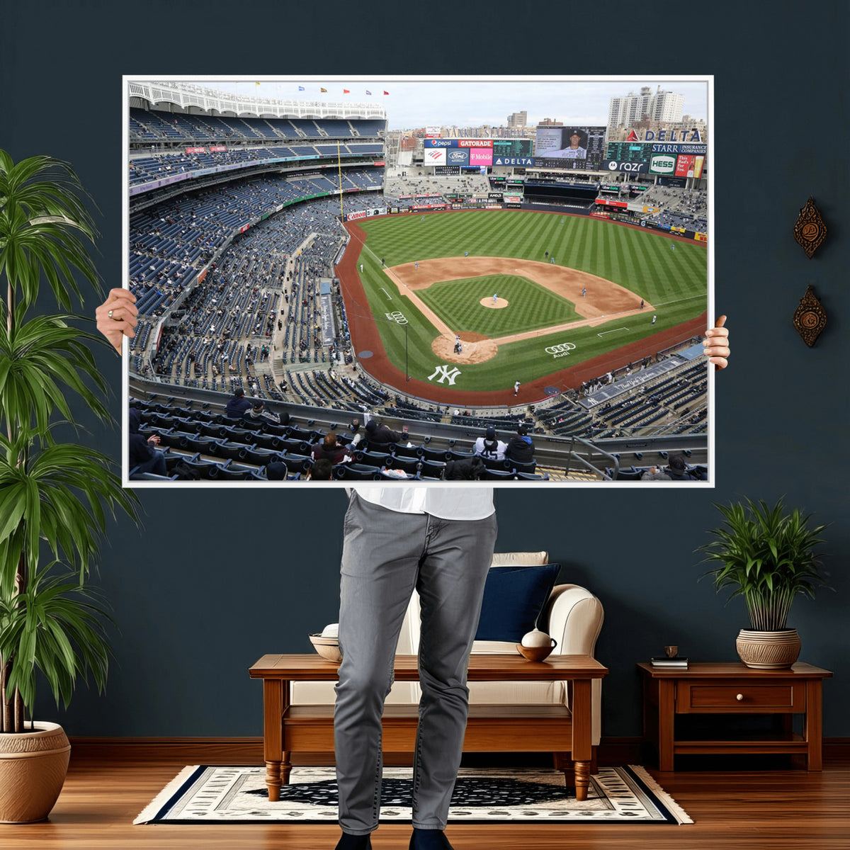 45784-MGV-CV-36X24 - New York Yankees Baseball Team Print, Yankee Stadium Wall Art Canvas Print