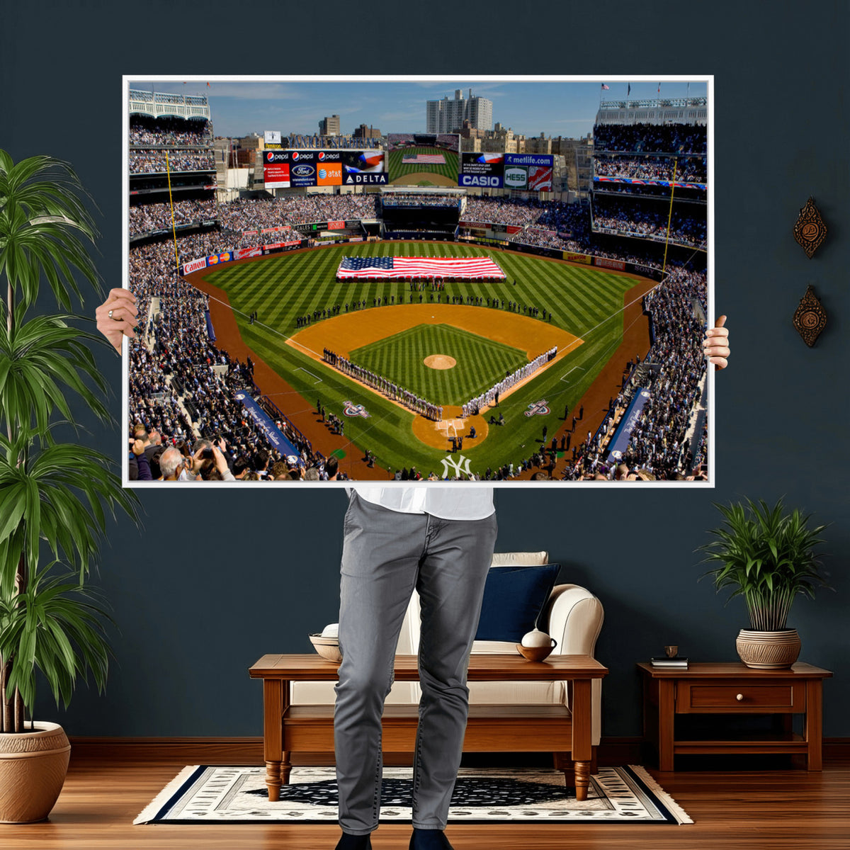 20879-MGV-CV-36X24 - Yankee Stadium New York Wall Art Print | 3-Panel Canvas Print of Yankees Baseball Stadium