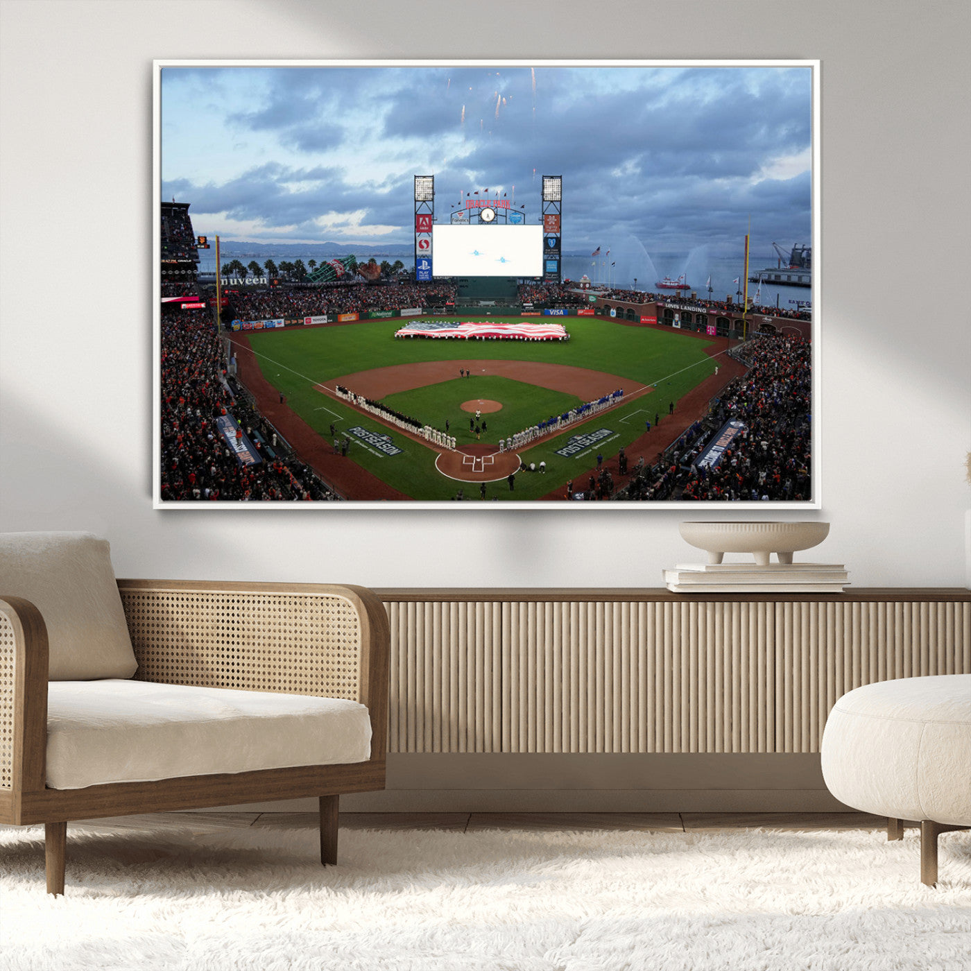 MGV-FC-36X24 - Oracle Park San Francisco Giants Wall Art | 3-Panel Canvas Print of Oracle Park Stadium | Large Framed Baseball Wall Decor | Ready-to-Hang MLB Canvas Print