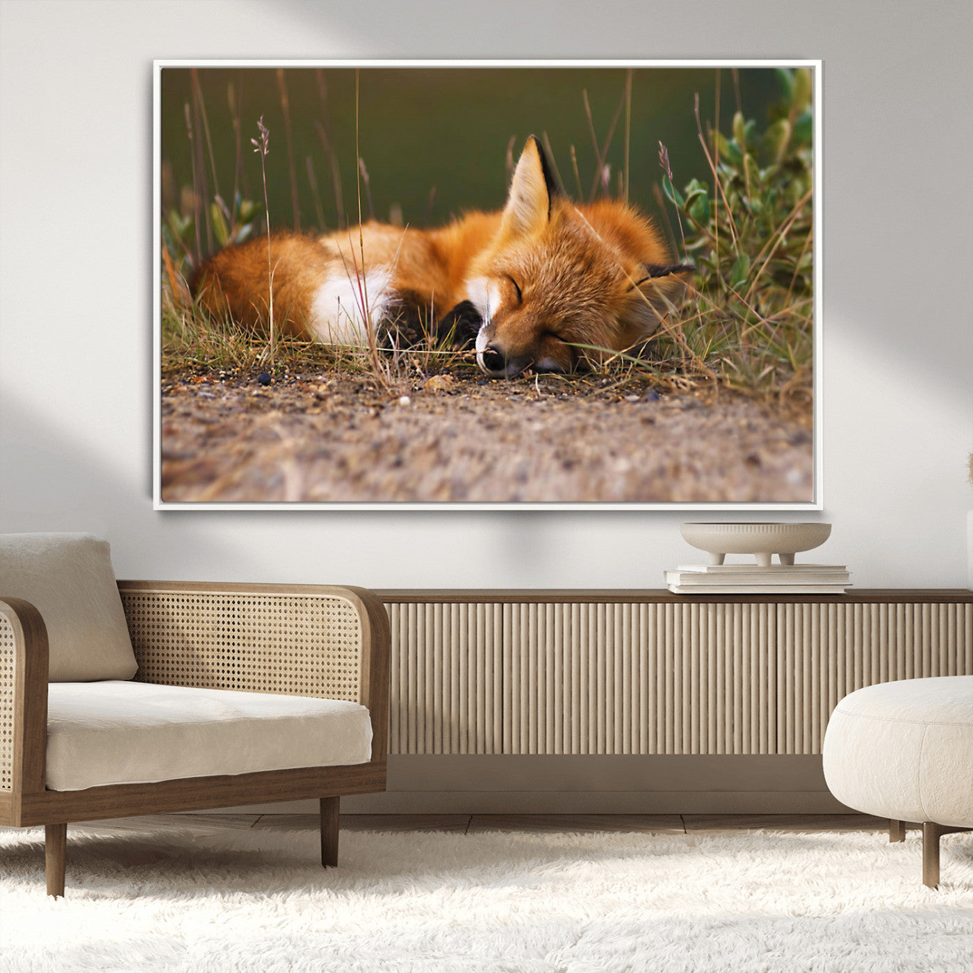 -Sleeping Fox Wall Art Canvas Print, Farmhouse Wall Decor and Animal Wall Art Print