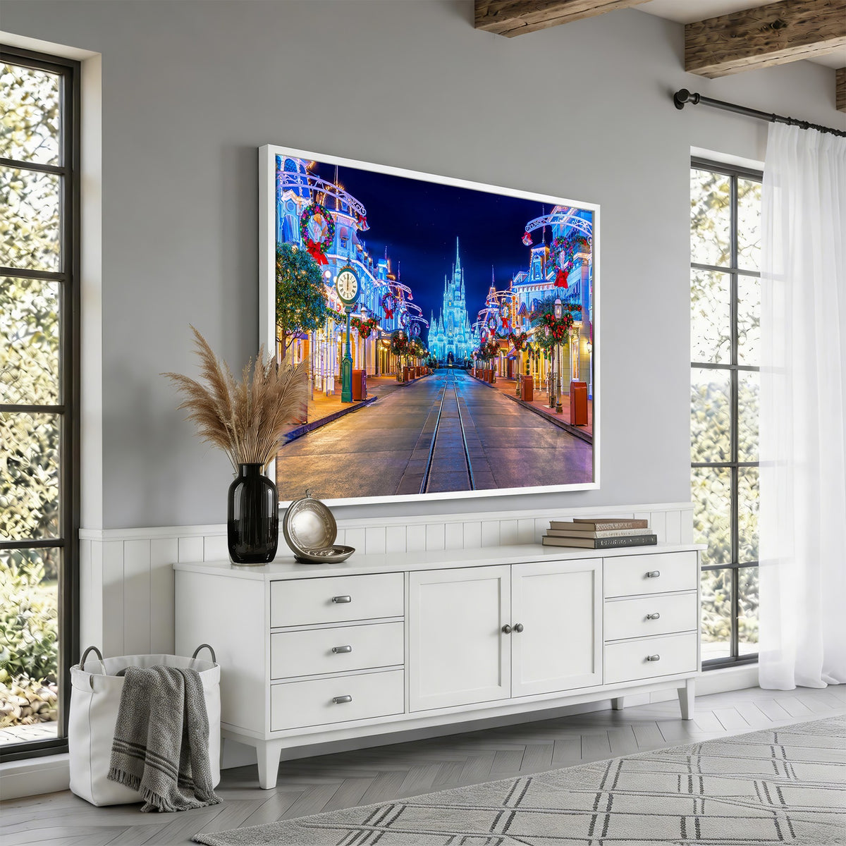12470-MGV-CV-24X16 - Disney Wall Art | Castle Large Wall Art, Disney Magic Kingdom Print for Kids Room Decor