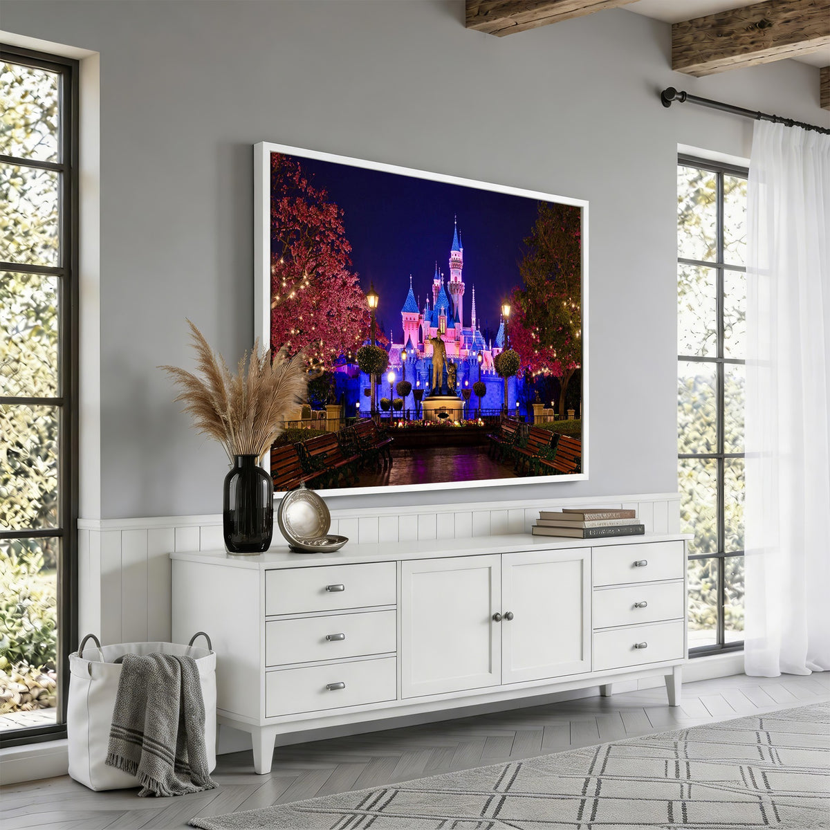 79435-MGV-CV-24X16 - Castle Large Wall Art, Disney Magic Kingdom Kids Room Decor and Christmas Gift