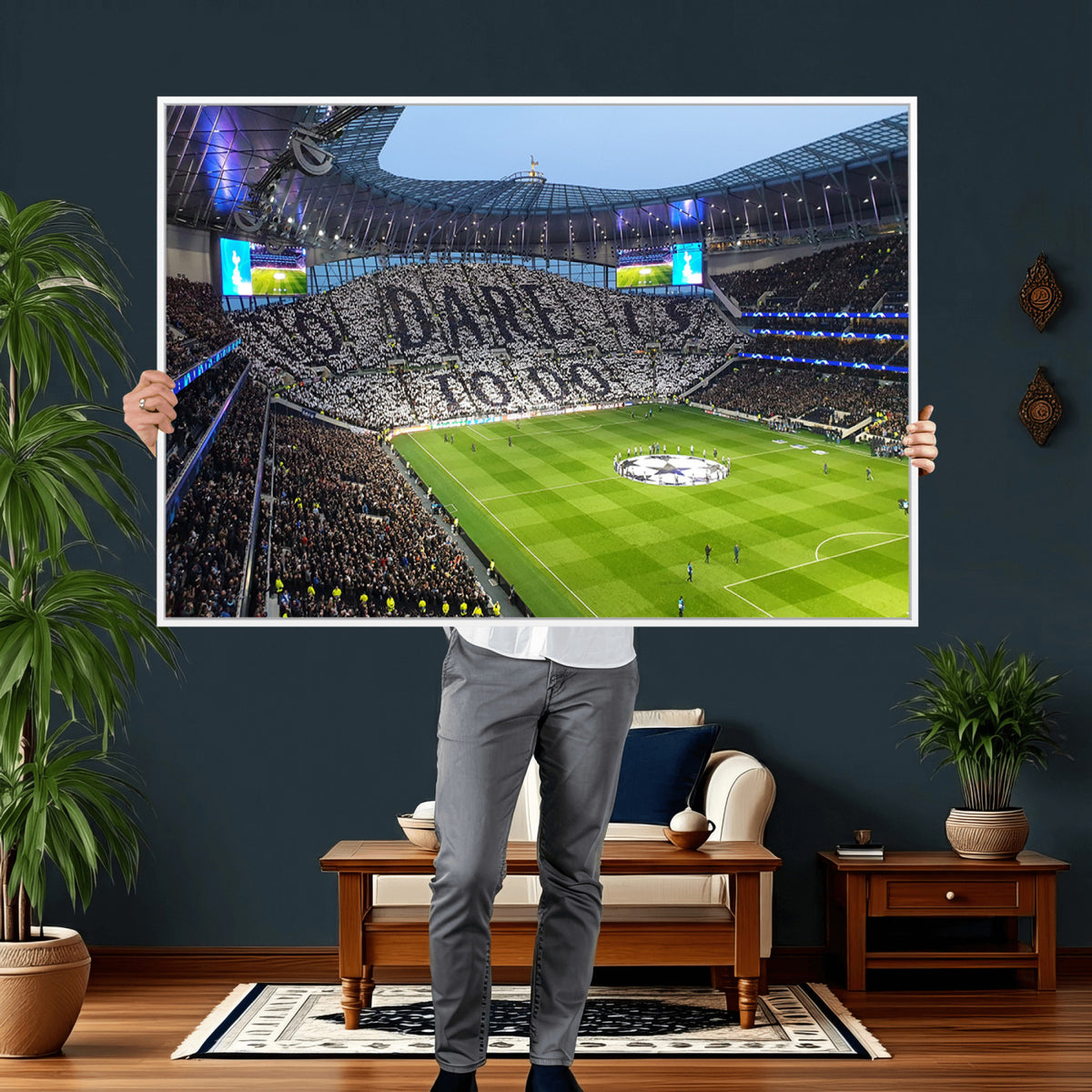 38765-MGV-CV-36X24 - Tottenham Hotspur Stadium Canvas Print, Match Day Triple Canvas Wall Art