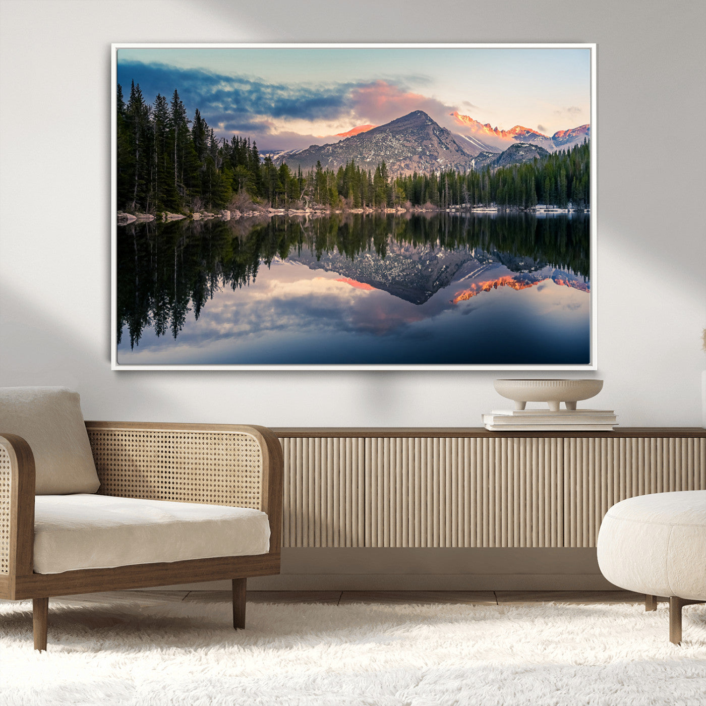 MGV-FC-36X24 - Bear Lake Reflection at Rocky Mountain National Park Wall Art Canvas Print, Scenic Mountain Landscape Canvas Print Set | Mountain Lake Wall Art Print