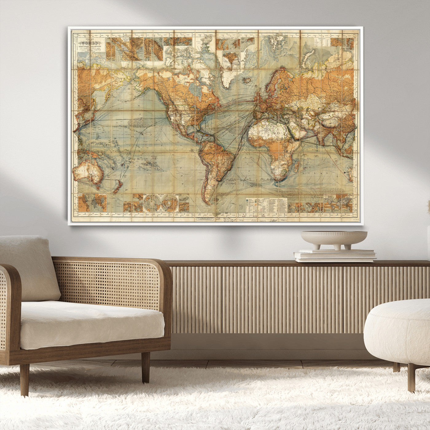 MGV-FC-36X24 - Push Pin World Map Canvas Print – Framed Wall Art for Couples to Track Their Travels – Anniversary